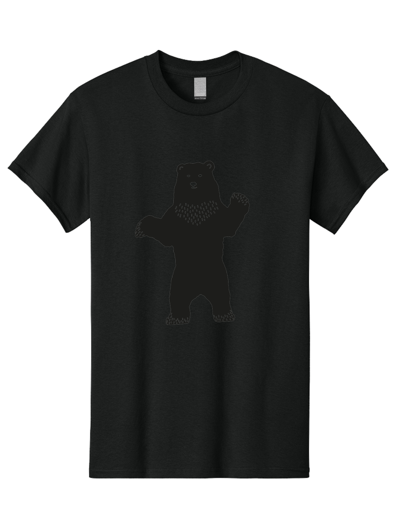 Bear Men'S Graphic Tee, 100% Cotton, Comfortable Casual Summer Wear, Machine Washable, Bear Silhouette, Wildlife, Black Bear, Minimalist Art, Simplistic Design, Standing Bear, Bold Graphics, Wild Animal Aac179