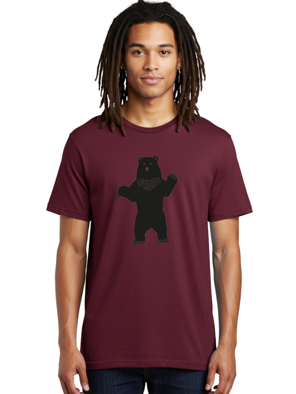 Bear Men'S Graphic Tee, 100% Cotton, Comfortable Casual Summer Wear, Machine Washable, Bear Silhouette, Wildlife, Black Bear, Minimalist Art, Simplistic Design, Standing Bear, Bold Graphics, Wild Animal Aac179