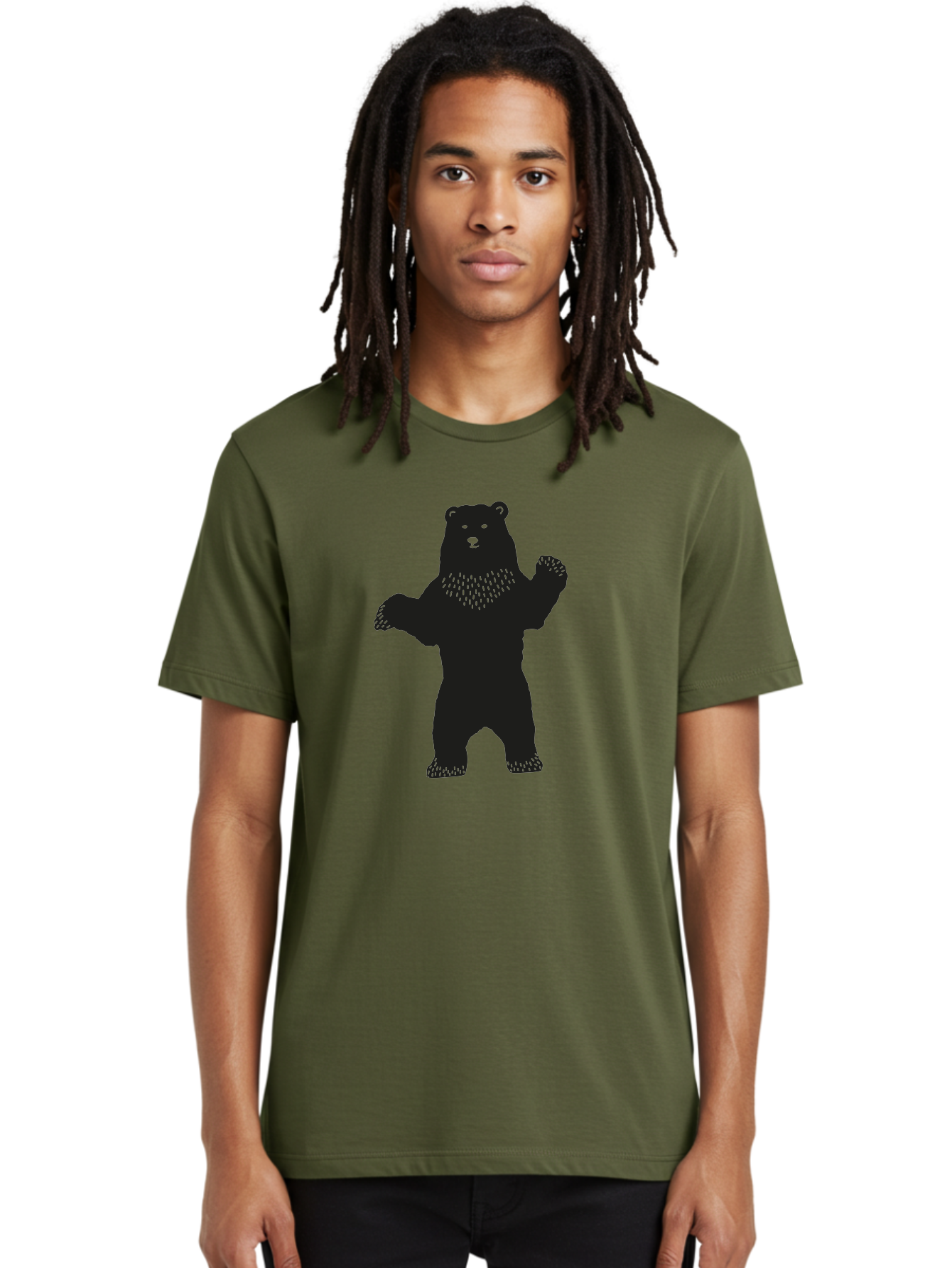 Bear Men'S Graphic Tee, 100% Cotton, Comfortable Casual Summer Wear, Machine Washable, Bear Silhouette, Wildlife, Black Bear, Minimalist Art, Simplistic Design, Standing Bear, Bold Graphics, Wild Animal Aac179
