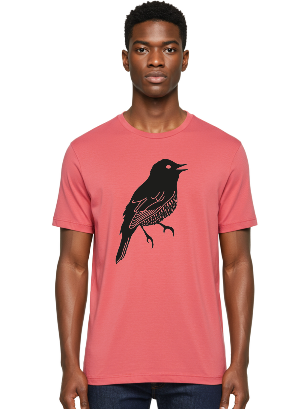 Bird-Silhouette-1 Men'S Graphic Tee, 100% Cotton, Comfortable Casual Summer Wear, Machine Washable, Silhouette Of A Bird, Bird In Flight, Graphic Illustration, Wildlife Art, Nature Design, Feathered Friend, Bird Watching Aac181