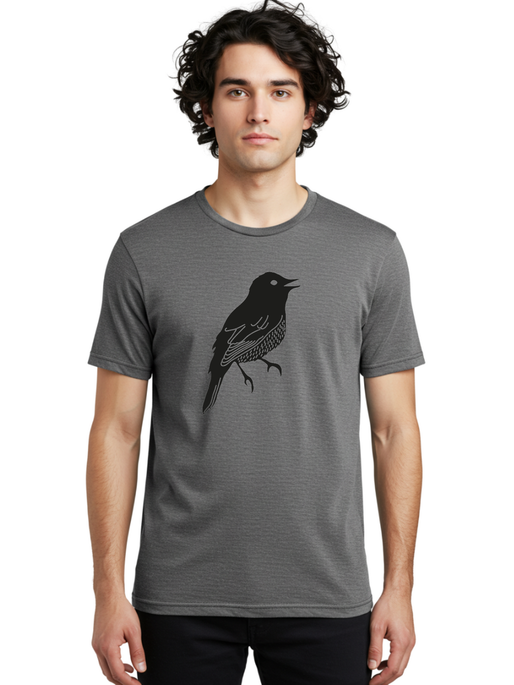 Bird-Silhouette-1 Men'S Graphic Tee, 100% Cotton, Comfortable Casual Summer Wear, Machine Washable, Silhouette Of A Bird, Bird In Flight, Graphic Illustration, Wildlife Art, Nature Design, Feathered Friend, Bird Watching Aac181