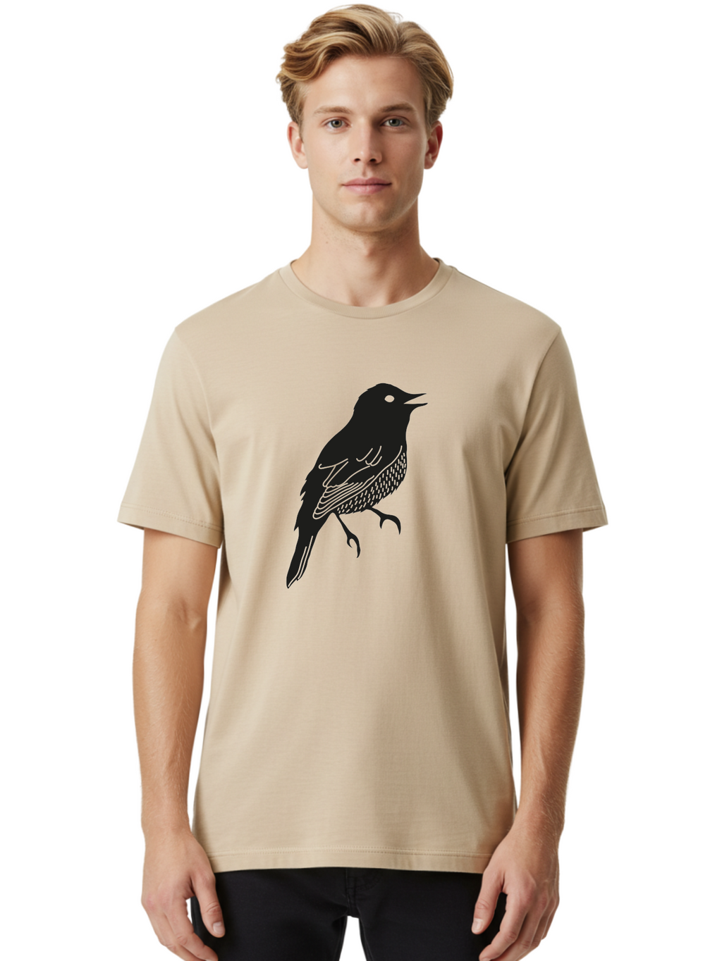 Bird-Silhouette-1 Men'S Graphic Tee, 100% Cotton, Comfortable Casual Summer Wear, Machine Washable, Silhouette Of A Bird, Bird In Flight, Graphic Illustration, Wildlife Art, Nature Design, Feathered Friend, Bird Watching Aac181