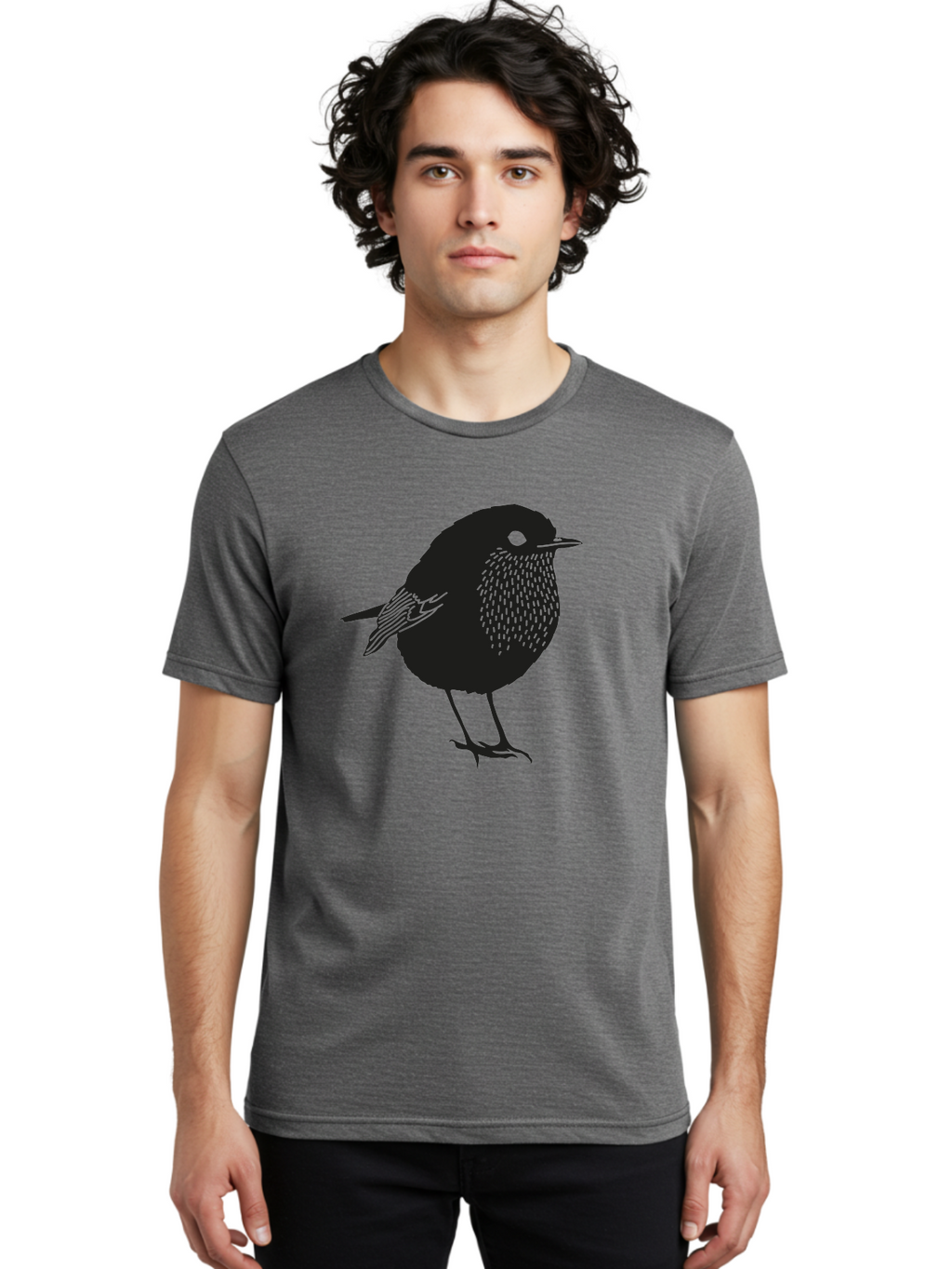 Bird-Silhouette-3 Men'S Graphic Tee, 100% Cotton, Comfortable Casual Summer Wear, Machine Washable, Black Bird Silhouette, Minimalist Design, Bird Illustration, Simple Art, Wildlife Graphic, Modern Illustration, Small Bird, Black Feathers Aac183
