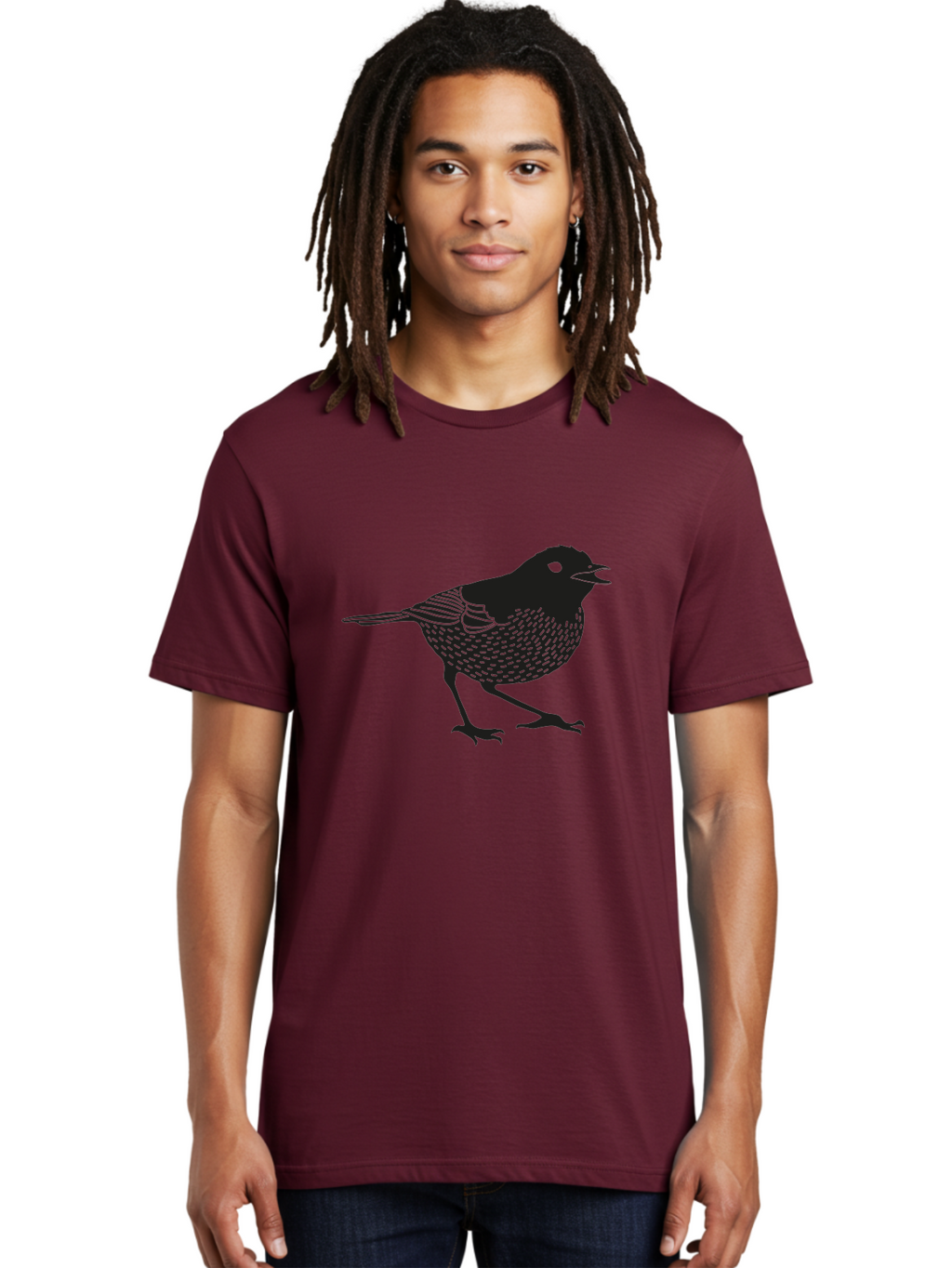 Bird-Silhouette Men'S Graphic Tee, 100% Cotton, Comfortable Casual Summer Wear, Machine Washable, Black Bird Silhouette, Graphic Illustration, Bird In Flight, Wildlife Art, Minimalist Design, Birdwatching, Ornithology Aac184