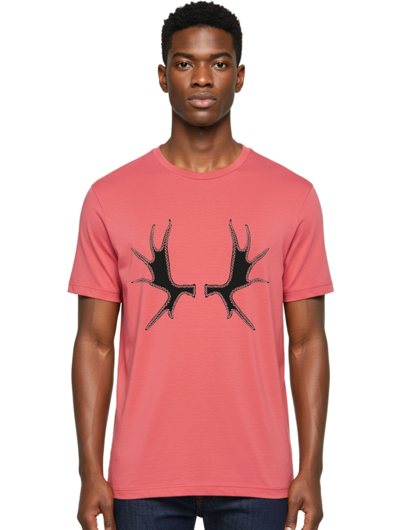 Bird-Tracks Men'S Graphic Tee, 100% Cotton, Comfortable Casual Summer Wear, Machine Washable, Handprint Art, Black Silhouettes, Finger Marks, Creative Designs, Abstract Shapes, Artistic Expressions, Unique Patterns Aac185