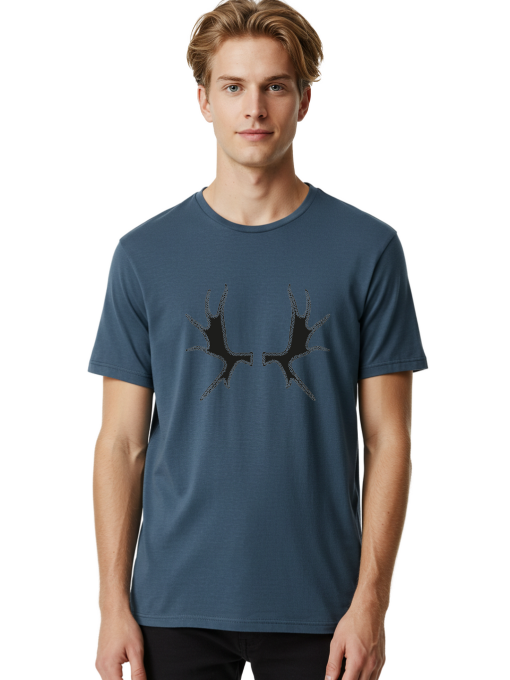 Bird-Tracks Men'S Graphic Tee, 100% Cotton, Comfortable Casual Summer Wear, Machine Washable, Handprint Art, Black Silhouettes, Finger Marks, Creative Designs, Abstract Shapes, Artistic Expressions, Unique Patterns Aac185