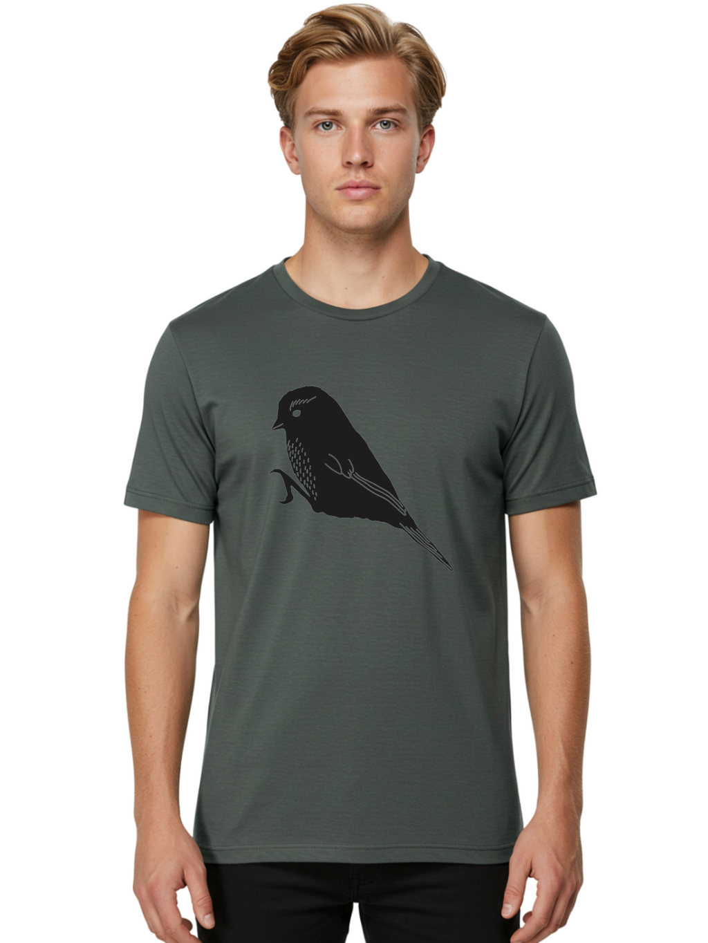 Bird Men'S Graphic Tee, 100% Cotton, Comfortable Casual Summer Wear, Machine Washable, Bird Silhouette, Sparrow Design, Simple Graphics, Minimalist Art, Avian Illustration, Wildlife Iconography, Feathered Friend Aac186