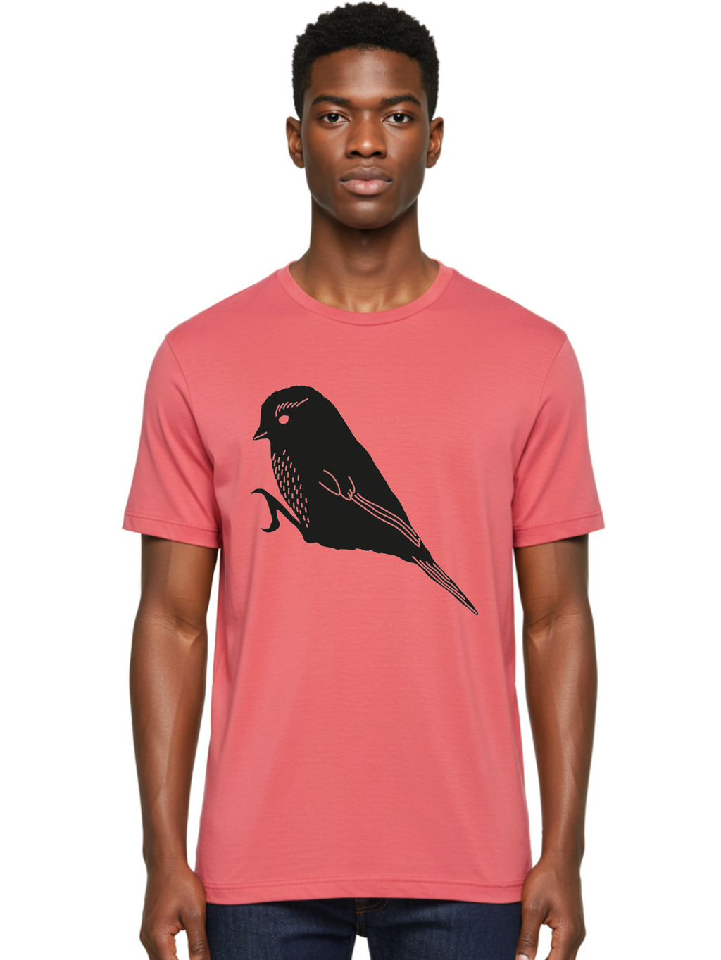 Bird Men'S Graphic Tee, 100% Cotton, Comfortable Casual Summer Wear, Machine Washable, Bird Silhouette, Sparrow Design, Simple Graphics, Minimalist Art, Avian Illustration, Wildlife Iconography, Feathered Friend Aac186