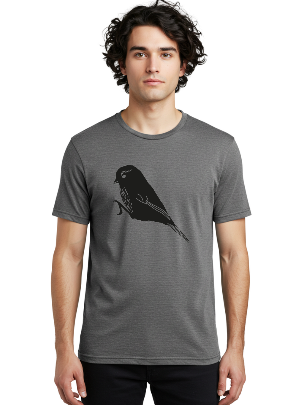 Bird Men'S Graphic Tee, 100% Cotton, Comfortable Casual Summer Wear, Machine Washable, Bird Silhouette, Sparrow Design, Simple Graphics, Minimalist Art, Avian Illustration, Wildlife Iconography, Feathered Friend Aac186