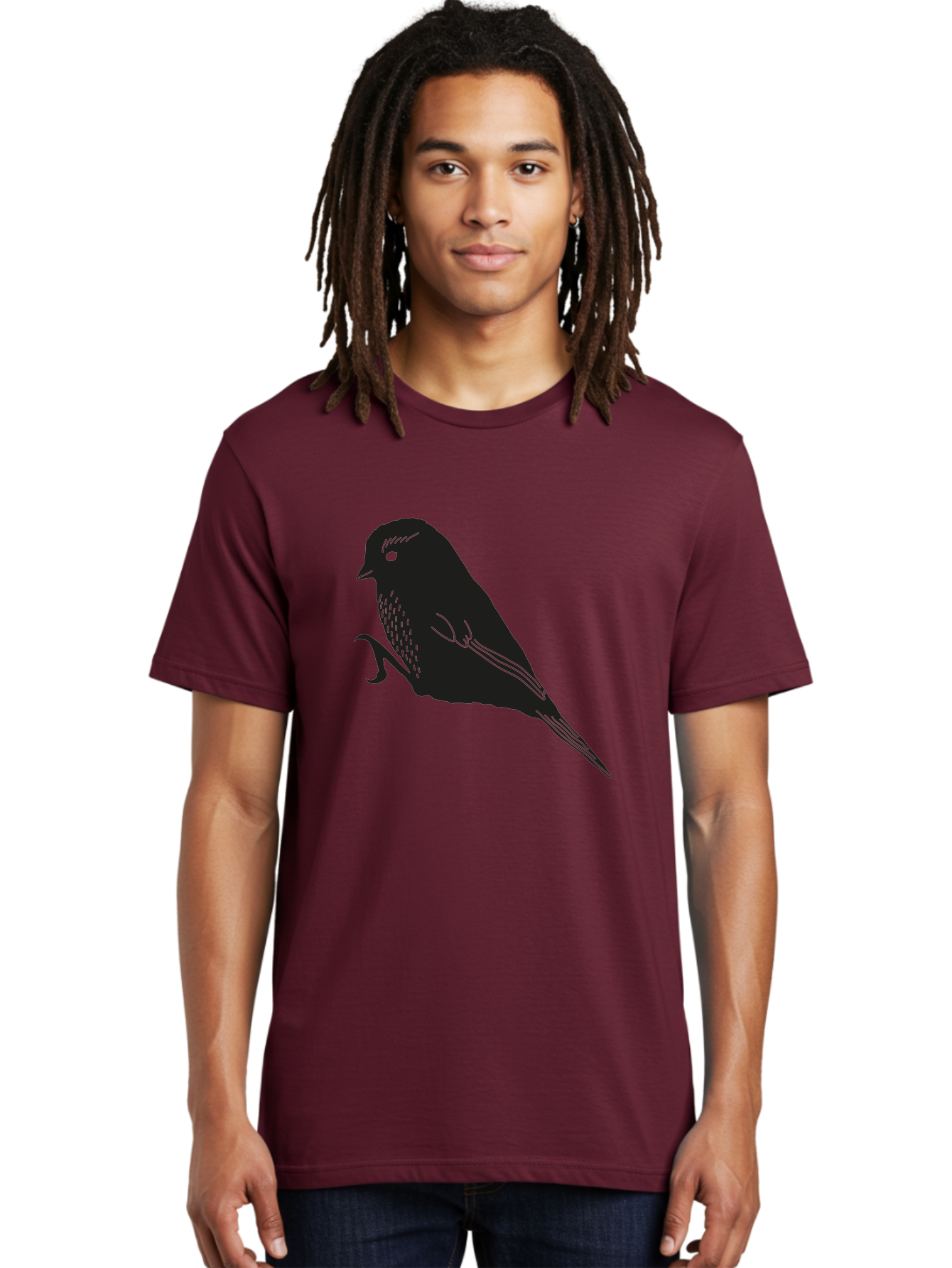 Bird Men'S Graphic Tee, 100% Cotton, Comfortable Casual Summer Wear, Machine Washable, Bird Silhouette, Sparrow Design, Simple Graphics, Minimalist Art, Avian Illustration, Wildlife Iconography, Feathered Friend Aac186
