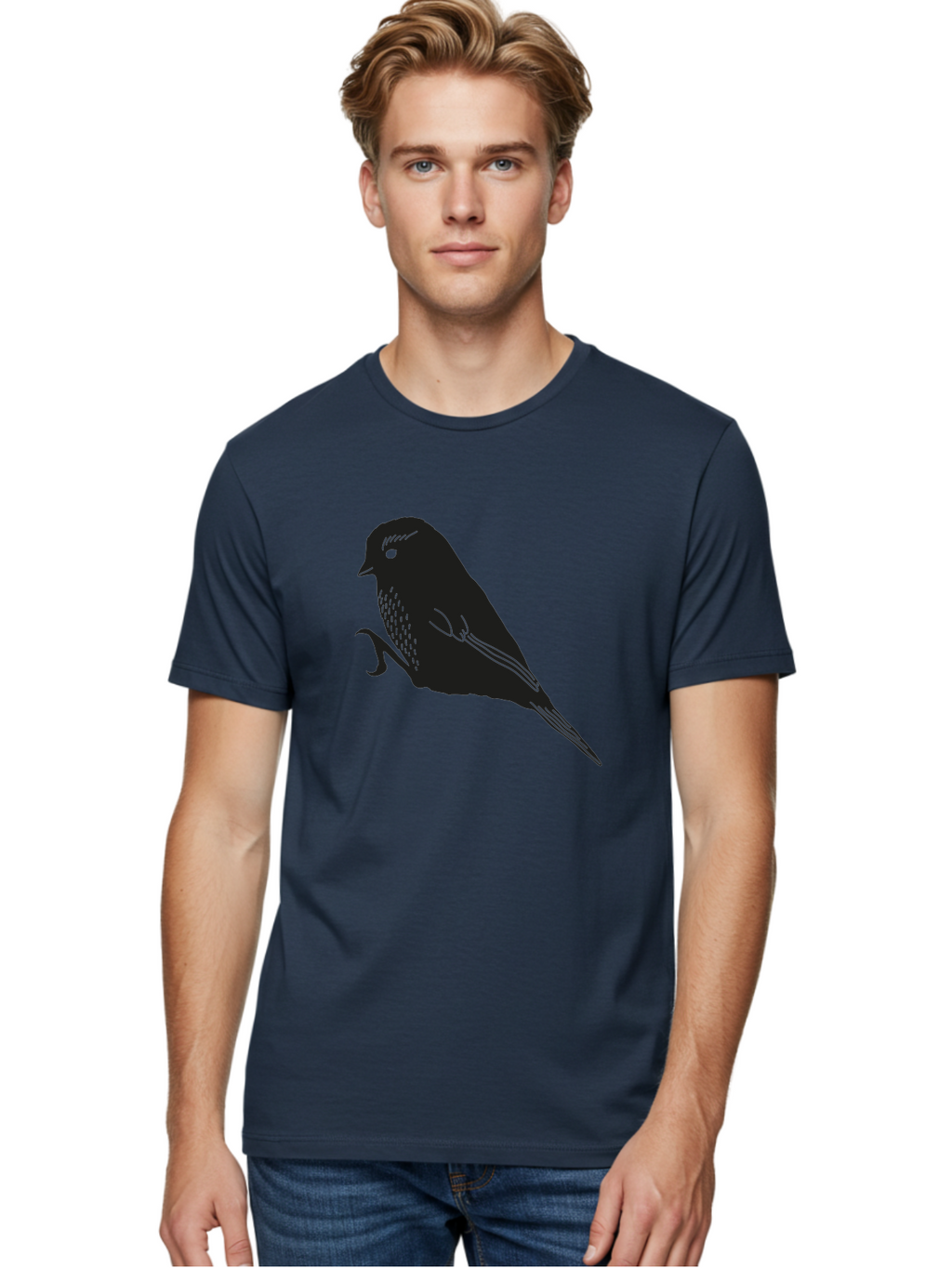 Bird Men'S Graphic Tee, 100% Cotton, Comfortable Casual Summer Wear, Machine Washable, Bird Silhouette, Sparrow Design, Simple Graphics, Minimalist Art, Avian Illustration, Wildlife Iconography, Feathered Friend Aac186
