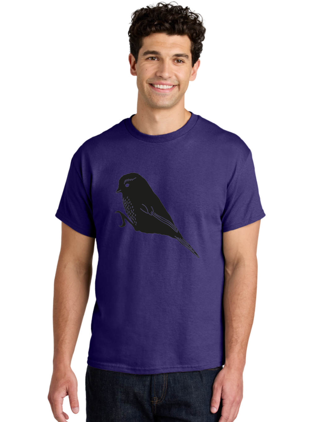 Bird Men'S Graphic Tee, 100% Cotton, Comfortable Casual Summer Wear, Machine Washable, Bird Silhouette, Sparrow Design, Simple Graphics, Minimalist Art, Avian Illustration, Wildlife Iconography, Feathered Friend Aac186