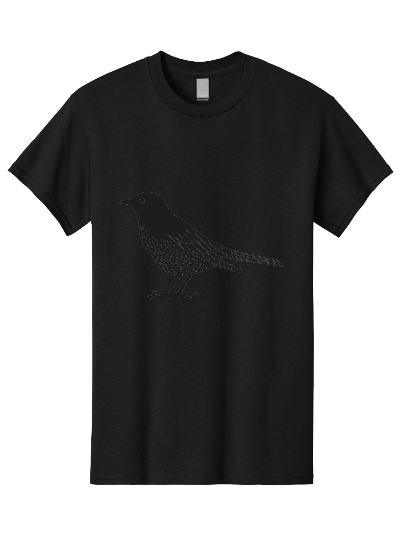 Black-Bird Men'S Graphic Tee, 100% Cotton, Comfortable Casual Summer Wear, Machine Washable, Black Bird, Bird Silhouette, Simple Art, Minimalist Design, Wildlife Illustration, Green Eye, Bird Watching, Nature Graphics Aac188