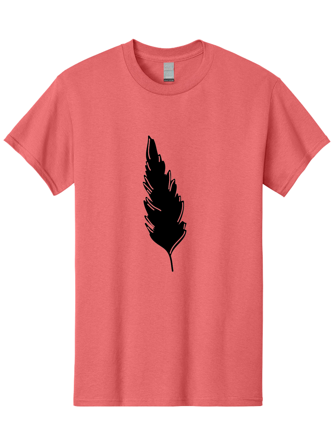 Black-Feather Men'S Graphic Tee, 100% Cotton, Comfortable Casual Summer Wear, Machine Washable, Feather Silhouette, Winged Icon, Simple Design, Minimalist Art, Feather Graphic, Black Silhouette Aac189