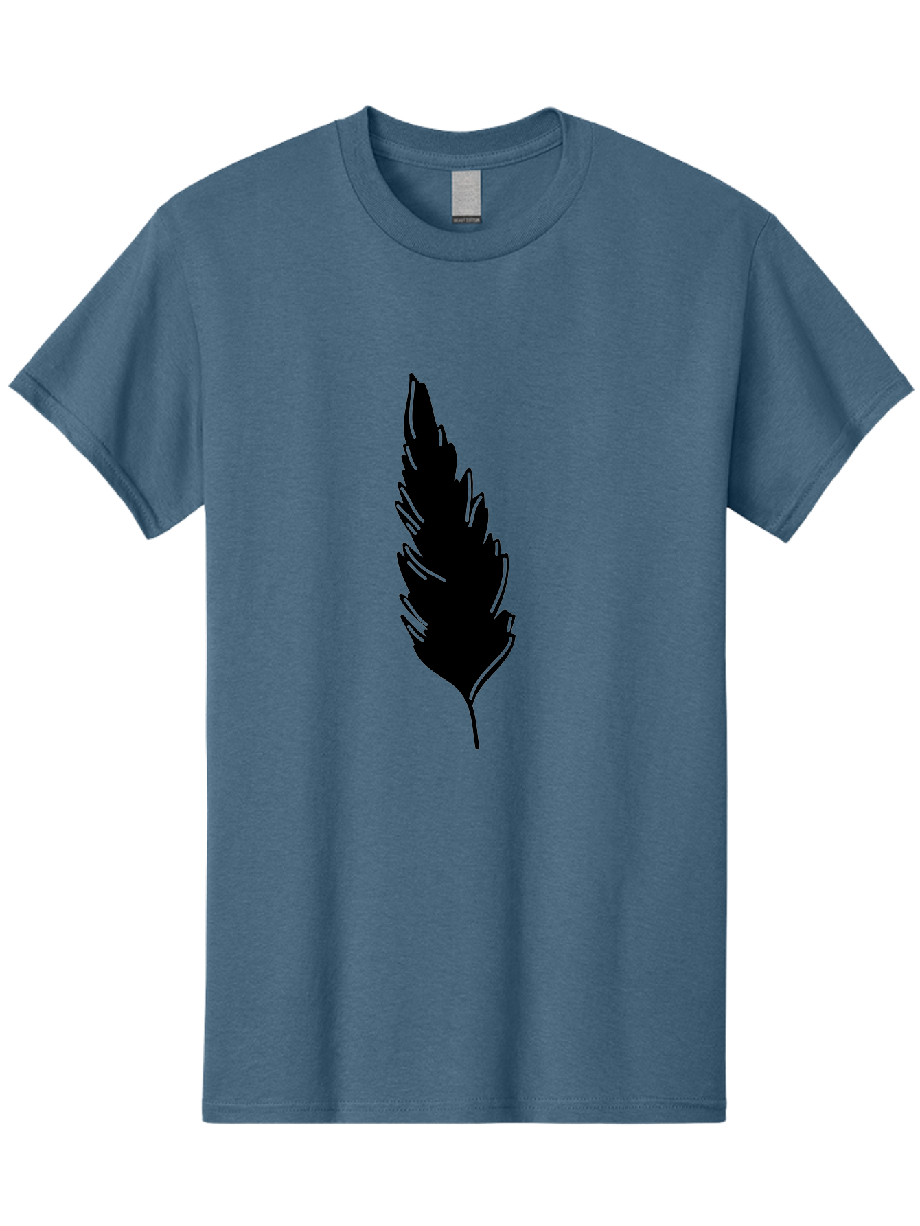 Black-Feather Men'S Graphic Tee, 100% Cotton, Comfortable Casual Summer Wear, Machine Washable, Feather Silhouette, Winged Icon, Simple Design, Minimalist Art, Feather Graphic, Black Silhouette Aac189