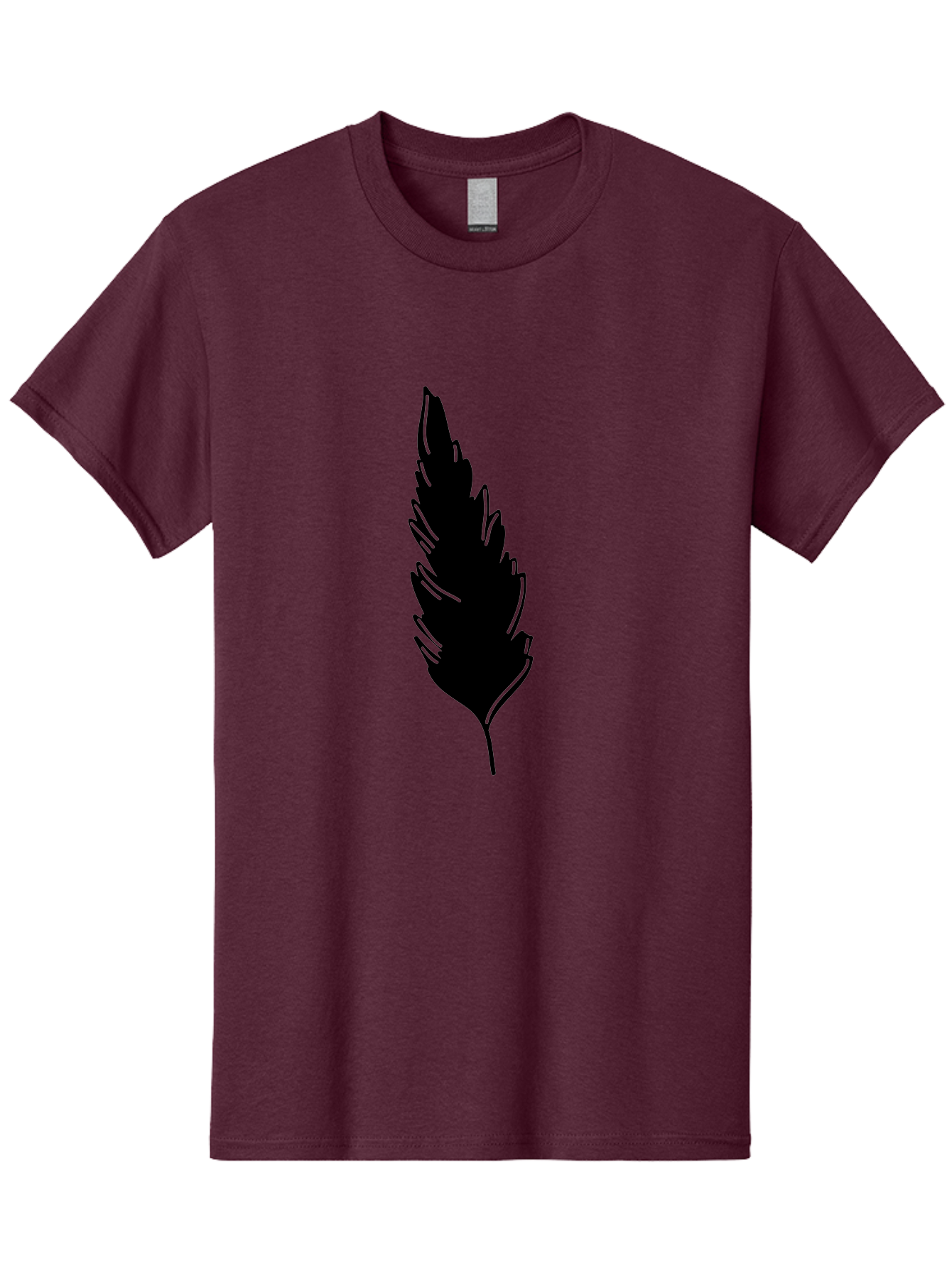 Black-Feather Men'S Graphic Tee, 100% Cotton, Comfortable Casual Summer Wear, Machine Washable, Feather Silhouette, Winged Icon, Simple Design, Minimalist Art, Feather Graphic, Black Silhouette Aac189