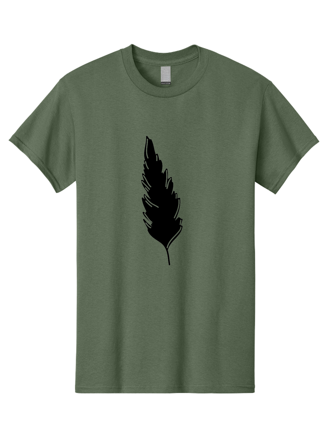 Black-Feather Men'S Graphic Tee, 100% Cotton, Comfortable Casual Summer Wear, Machine Washable, Feather Silhouette, Winged Icon, Simple Design, Minimalist Art, Feather Graphic, Black Silhouette Aac189