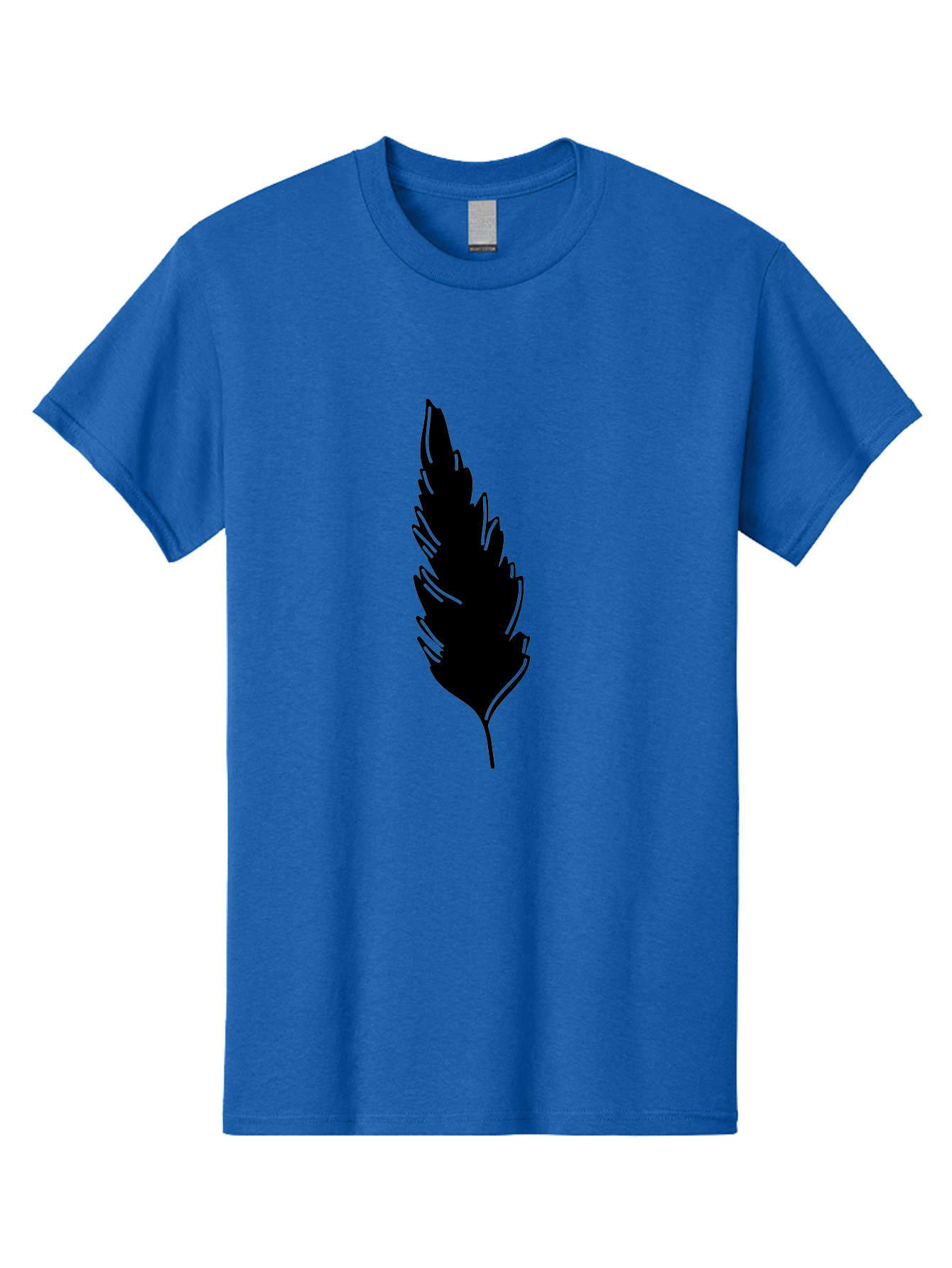 Black-Feather Men'S Graphic Tee, 100% Cotton, Comfortable Casual Summer Wear, Machine Washable, Feather Silhouette, Winged Icon, Simple Design, Minimalist Art, Feather Graphic, Black Silhouette Aac189
