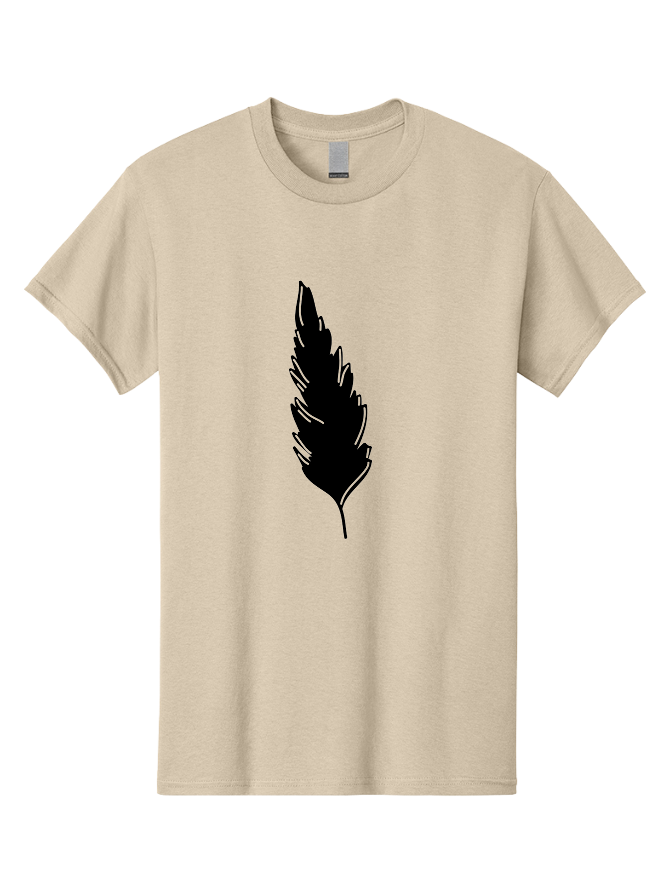 Black-Feather Men'S Graphic Tee, 100% Cotton, Comfortable Casual Summer Wear, Machine Washable, Feather Silhouette, Winged Icon, Simple Design, Minimalist Art, Feather Graphic, Black Silhouette Aac189