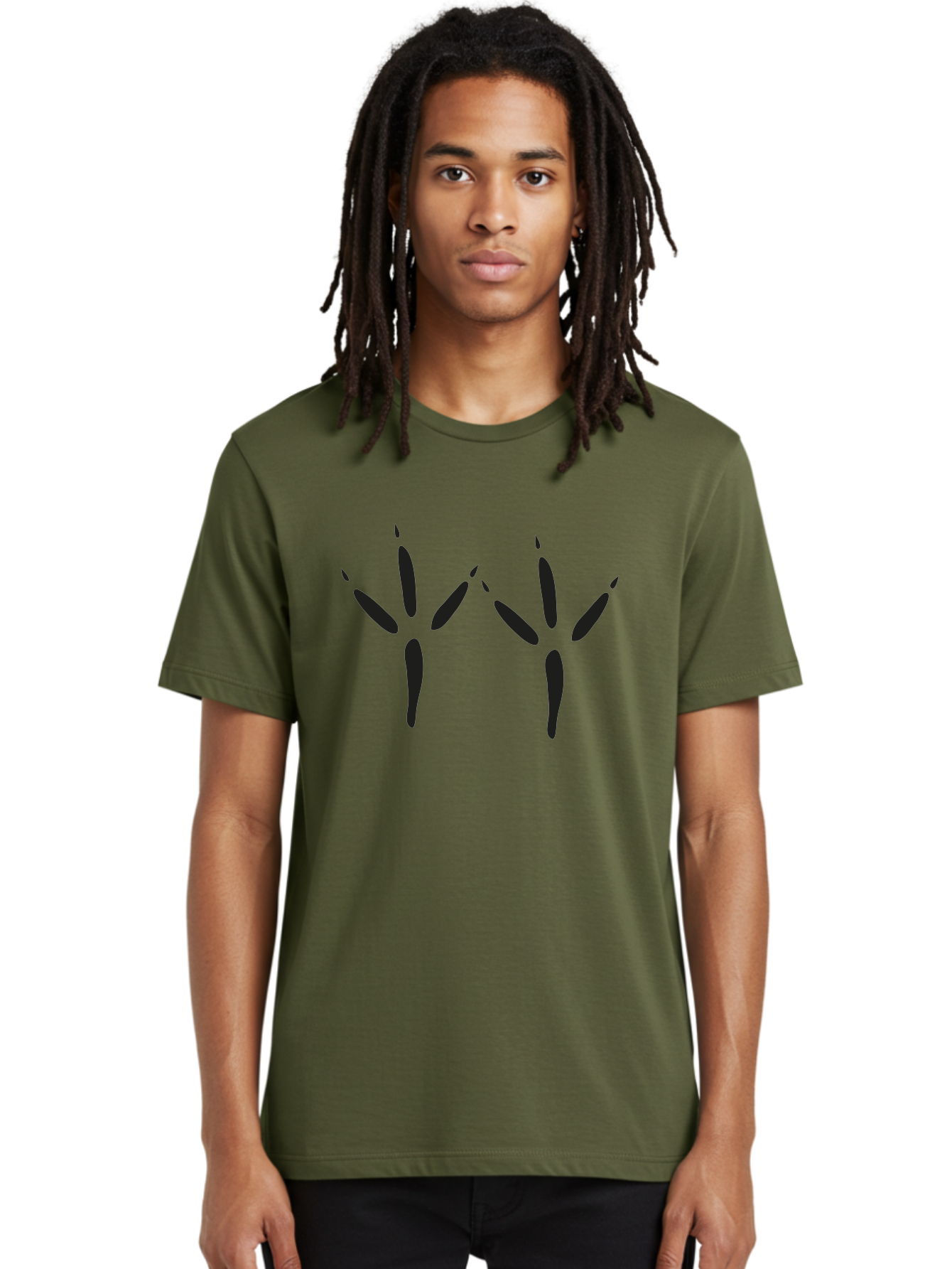 Black-Palm-Prints Men'S Graphic Tee, 100% Cotton, Comfortable Casual Summer Wear, Machine Washable, Cat Paw Prints, Black Paw Prints, Feline Footprints, Animal Tracks, Pet Markings, Simple Design, Minimalist Art Aac191