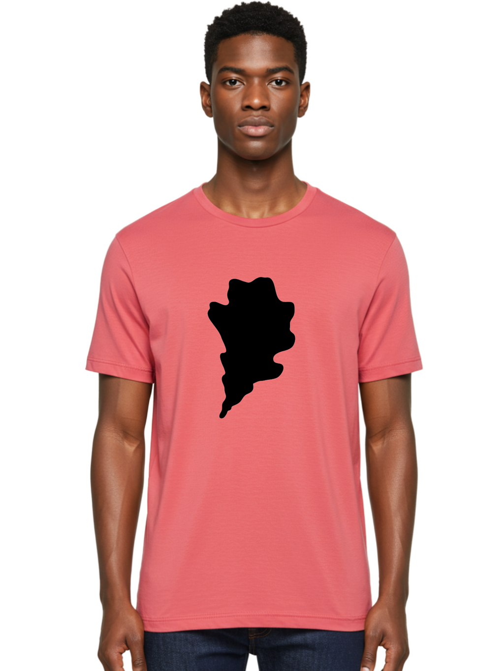 Black-Splash Men'S Graphic Tee, 100% Cotton, Comfortable Casual Summer Wear, Machine Washable, Abstract Shape, Irregular Form, Black Silhouette, Unique Design, Modern Art, Creative Element, Digital Graphic, Minimalist Style Aac192