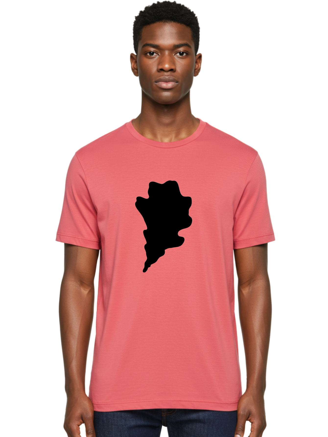 Black-Splash Men'S Graphic Tee, 100% Cotton, Comfortable Casual Summer Wear, Machine Washable, Abstract Shape, Irregular Form, Black Silhouette, Unique Design, Modern Art, Creative Element, Digital Graphic, Minimalist Style Aac192