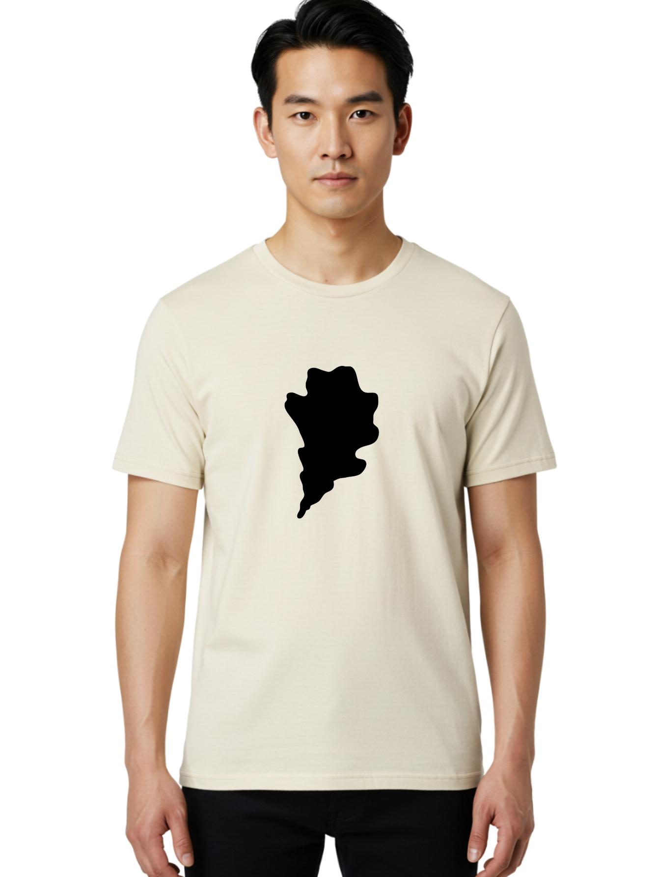 Black-Splash Men'S Graphic Tee, 100% Cotton, Comfortable Casual Summer Wear, Machine Washable, Abstract Shape, Irregular Form, Black Silhouette, Unique Design, Modern Art, Creative Element, Digital Graphic, Minimalist Style Aac192