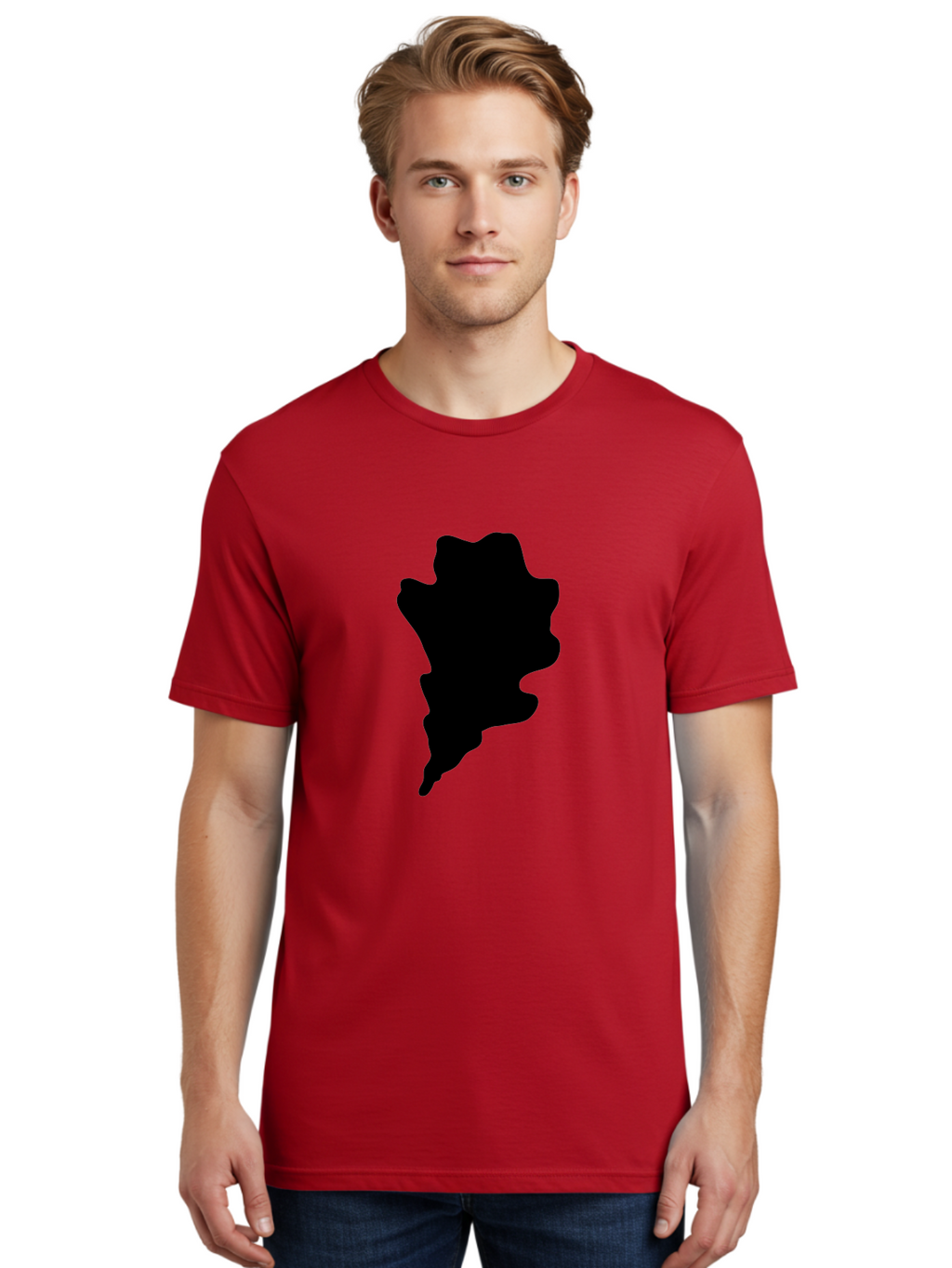 Black-Splash Men'S Graphic Tee, 100% Cotton, Comfortable Casual Summer Wear, Machine Washable, Abstract Shape, Irregular Form, Black Silhouette, Unique Design, Modern Art, Creative Element, Digital Graphic, Minimalist Style Aac192