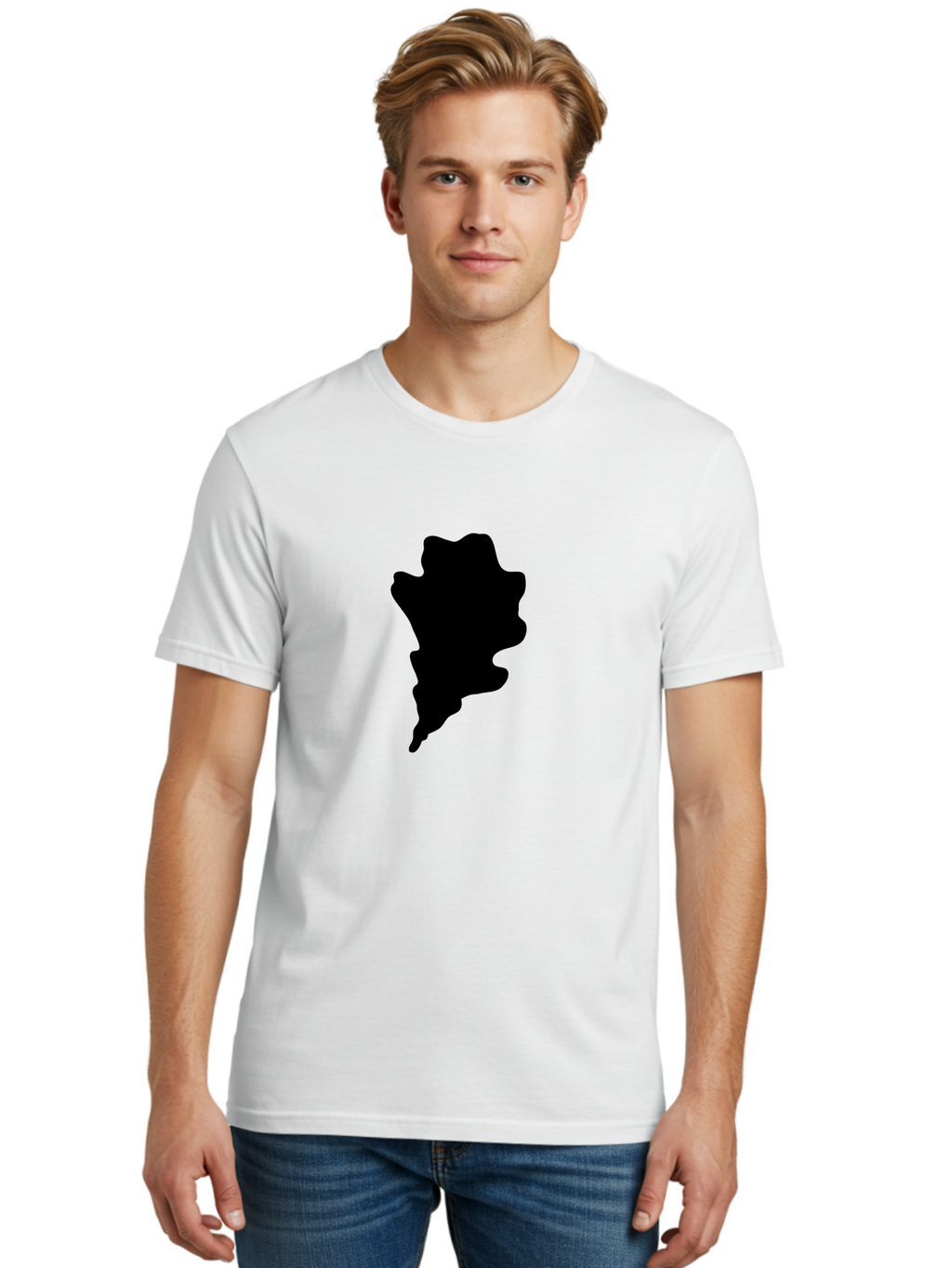 Black-Splash Men'S Graphic Tee, 100% Cotton, Comfortable Casual Summer Wear, Machine Washable, Abstract Shape, Irregular Form, Black Silhouette, Unique Design, Modern Art, Creative Element, Digital Graphic, Minimalist Style Aac192
