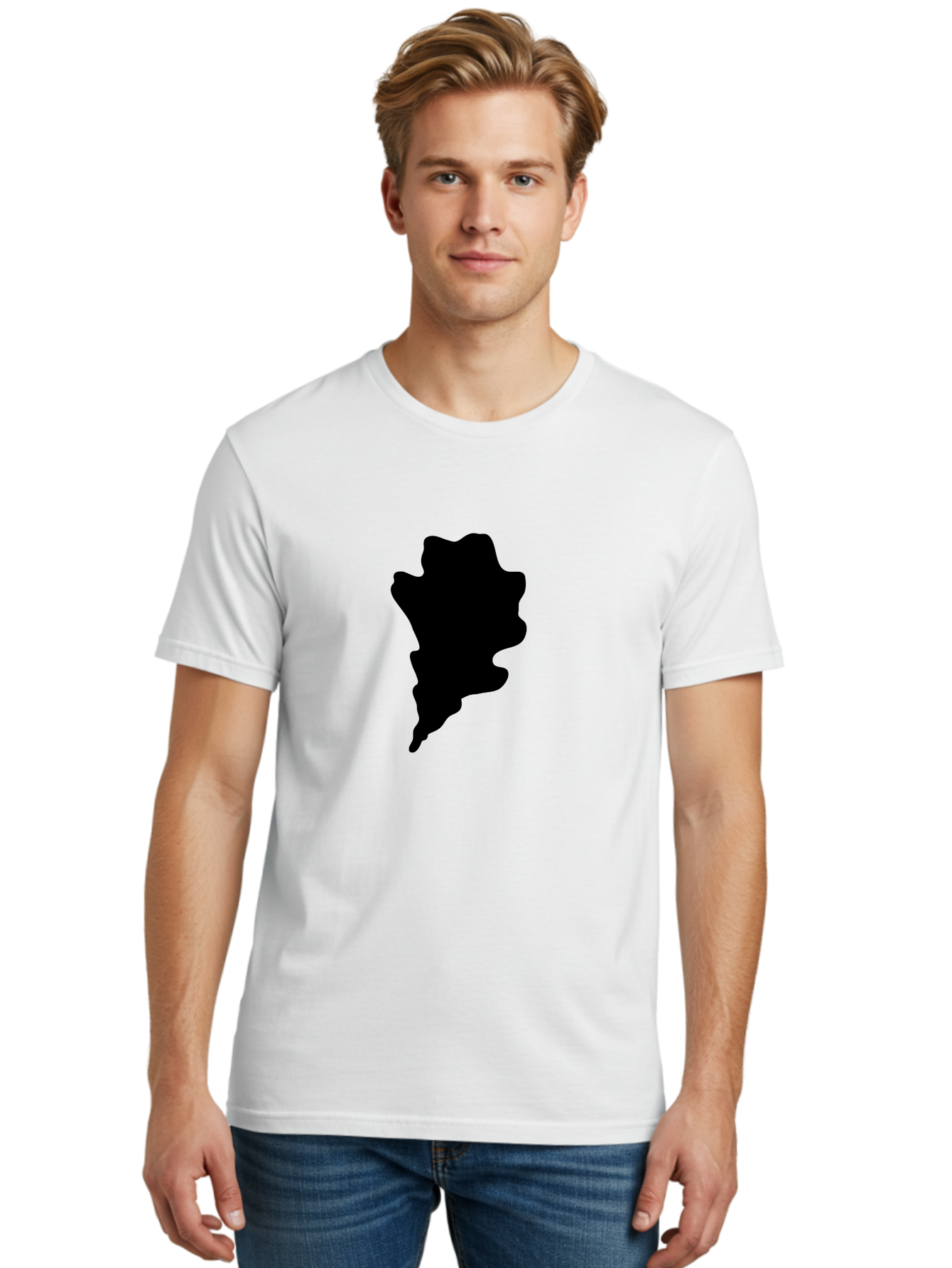 Black-Splash Men'S Graphic Tee, 100% Cotton, Comfortable Casual Summer Wear, Machine Washable, Abstract Shape, Irregular Form, Black Silhouette, Unique Design, Modern Art, Creative Element, Digital Graphic, Minimalist Style Aac192