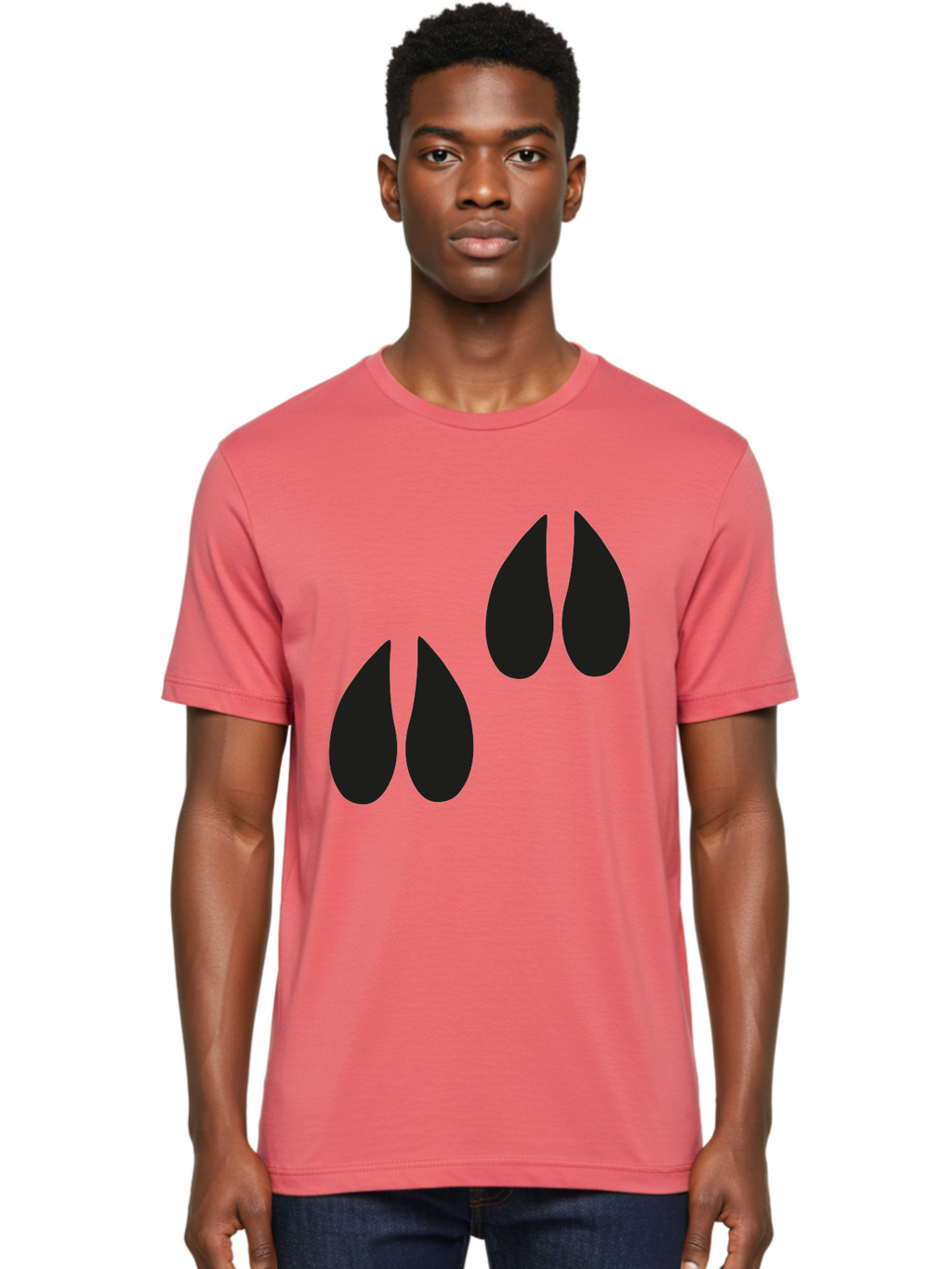 Black-Tears Men'S Graphic Tee, 100% Cotton, Comfortable Casual Summer Wear, Machine Washable, Water Drops, Black Silhouette, Teardrop Shape, Minimalist Design, Simple Graphics, Abstract Art, Black And Green Aac193