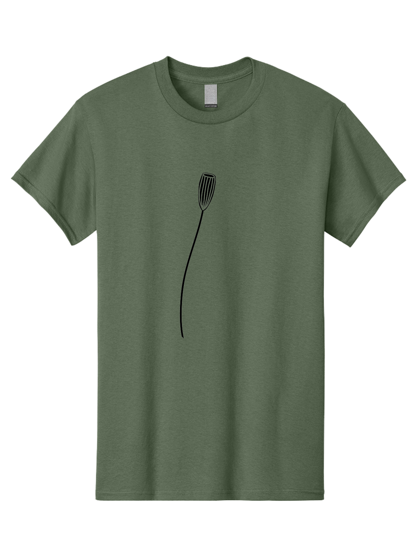 Bulb-On-Stem Men'S Graphic Tee, 100% Cotton, Comfortable Casual Summer Wear, Machine Washable, Simple Flower Design, Minimalist Art, Black Outline, Floral Illustration, Botanical Sketch, Modern Line Art, Elegant Graphics, Stylized Bloom Aac195