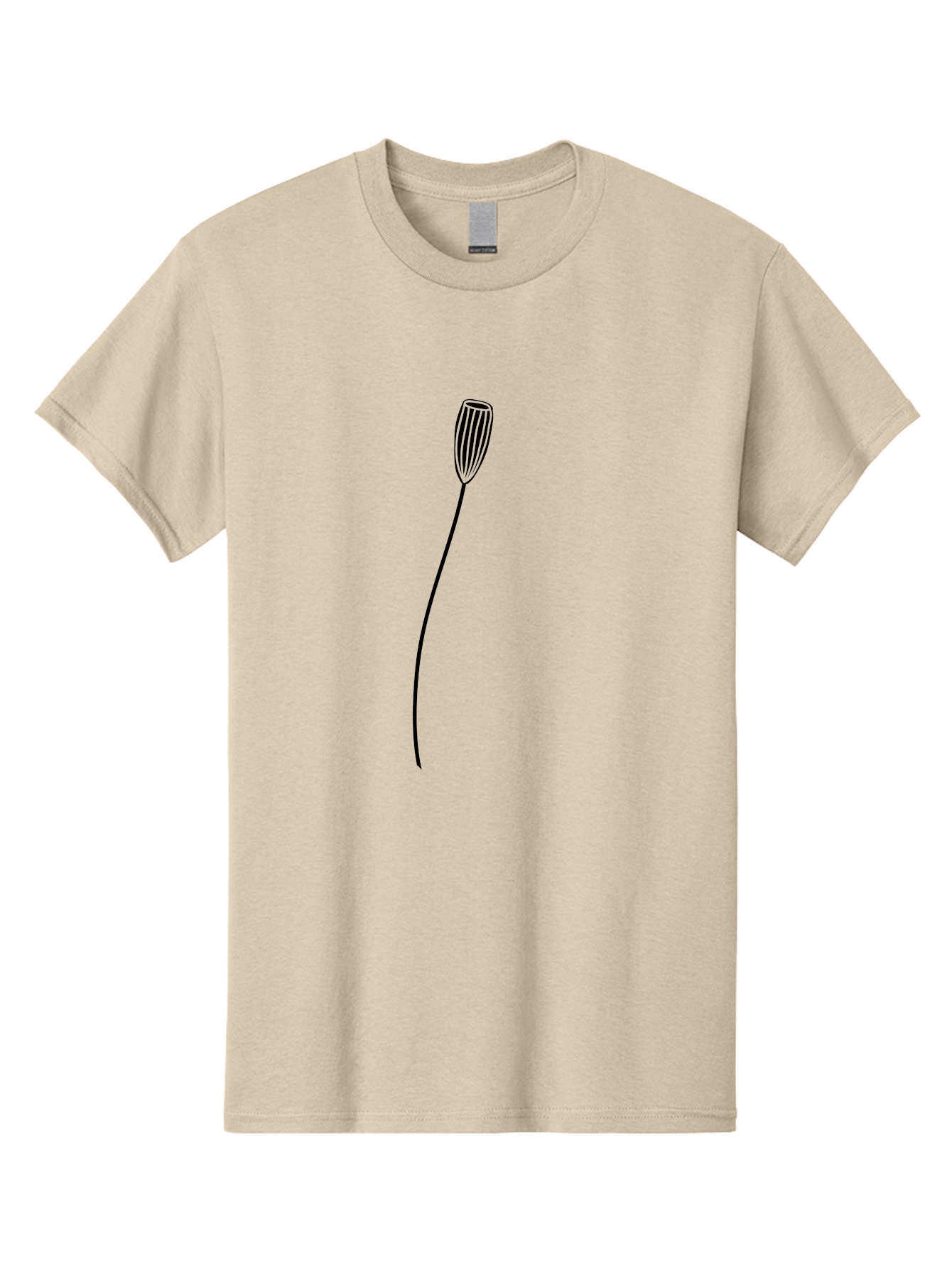 Bulb-On-Stem Men'S Graphic Tee, 100% Cotton, Comfortable Casual Summer Wear, Machine Washable, Simple Flower Design, Minimalist Art, Black Outline, Floral Illustration, Botanical Sketch, Modern Line Art, Elegant Graphics, Stylized Bloom Aac195