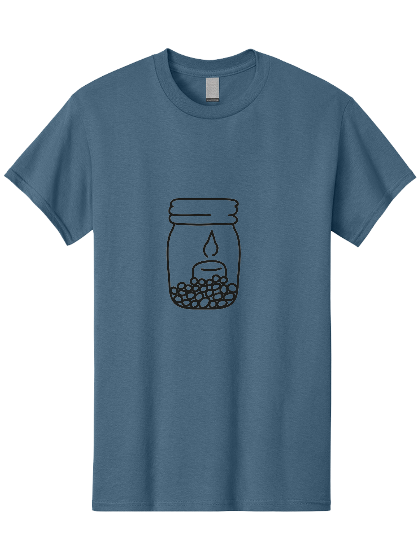 Candle-In-A-Mason-Jar Men'S Graphic Tee, 100% Cotton, Comfortable Casual Summer Wear, Machine Washable, Candle In A Jar, Jar With Candle, Lit Candle, Decorative Jar, Home Decor, Candlelight, Peaceful Ambiance, Minimalist Design, Aac196