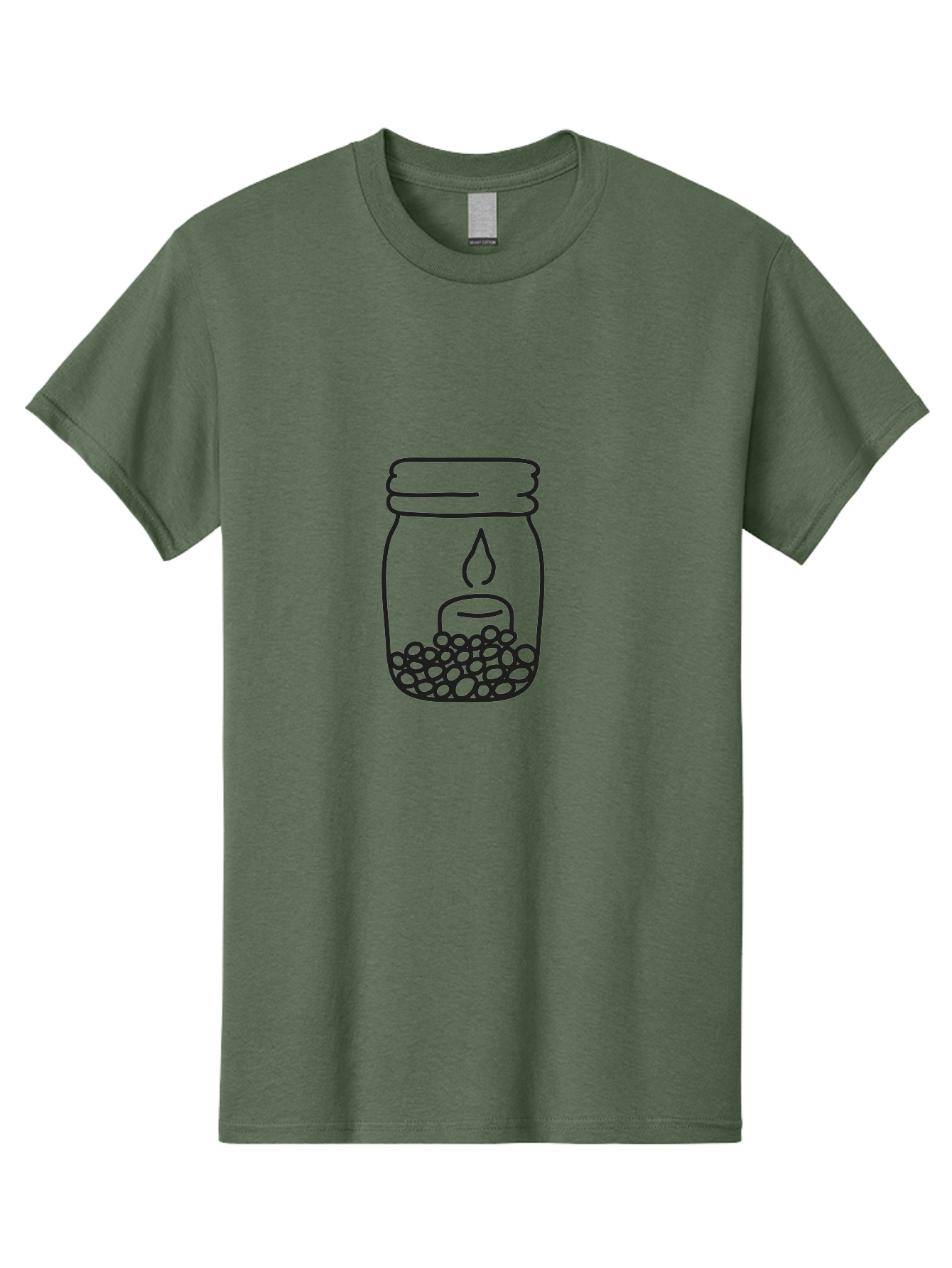 Candle-In-A-Mason-Jar Men'S Graphic Tee, 100% Cotton, Comfortable Casual Summer Wear, Machine Washable, Candle In A Jar, Jar With Candle, Lit Candle, Decorative Jar, Home Decor, Candlelight, Peaceful Ambiance, Minimalist Design, Aac196