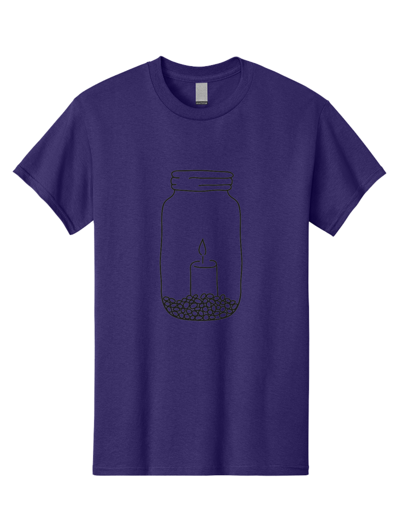 Candle-In-Jar-1 Men'S Graphic Tee, 100% Cotton, Comfortable Casual Summer Wear, Machine Washable, Candle In A Jar, Lit Candle, Pebbles, Simple Line Art, Minimalist Design, Meditation Symbol, Peaceful Ambiance, Zen Decor Aac197