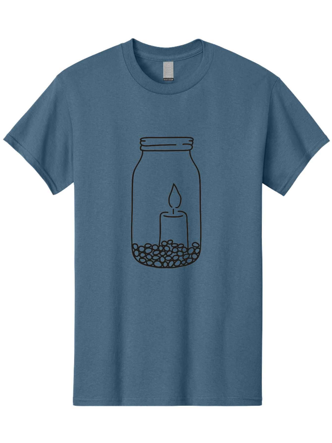 Candle-In-Jar Men'S Graphic Tee, 100% Cotton, Comfortable Casual Summer Wear, Machine Washable, Candle In A Jar, Lit Candle, Serene Ambiance, Decorative Jar, Peaceful Atmosphere, Soothing Light, Calming Decor Aac198