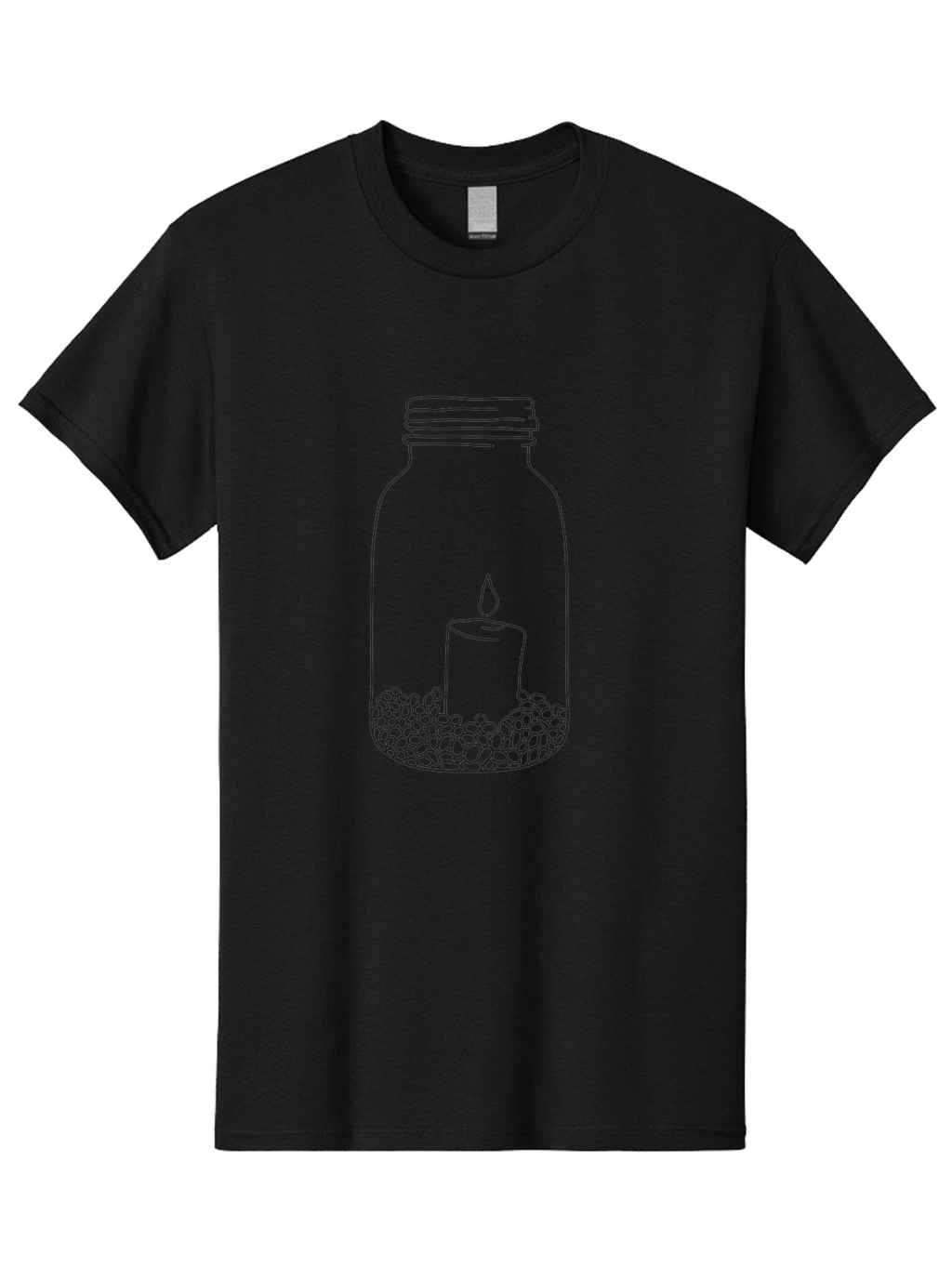 Candle-In-Mason-Jar Men'S Graphic Tee, 100% Cotton, Comfortable Casual Summer Wear, Machine Washable, Candle In A Jar, Lit Candle, Decorative Jar, Zen Decor, Peaceful Ambiance, Ambient Lighting, Minimalist Design, Meditation Space, Aac199
