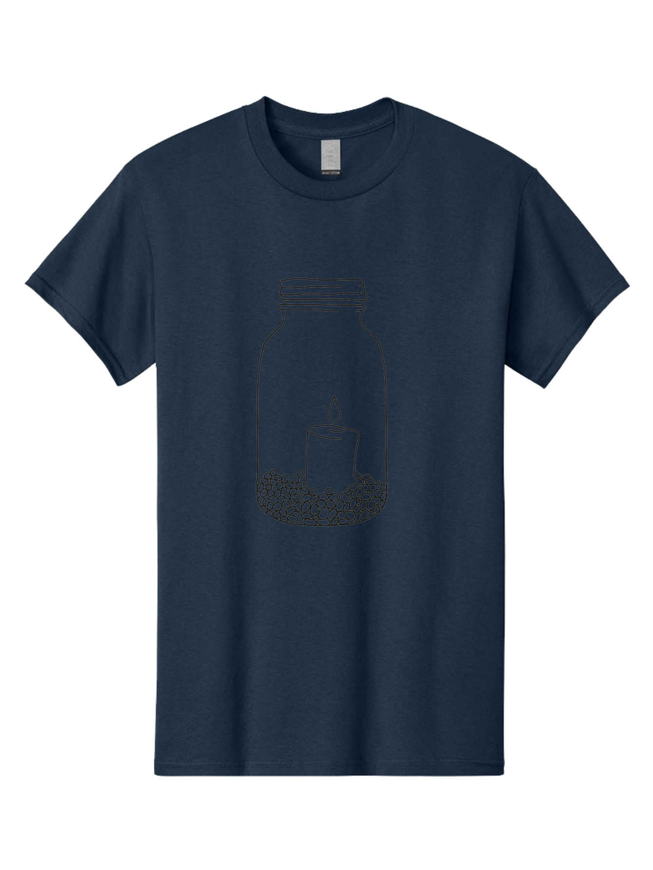 Candle-In-Mason-Jar Men'S Graphic Tee, 100% Cotton, Comfortable Casual Summer Wear, Machine Washable, Candle In A Jar, Lit Candle, Decorative Jar, Zen Decor, Peaceful Ambiance, Ambient Lighting, Minimalist Design, Meditation Space, Aac199
