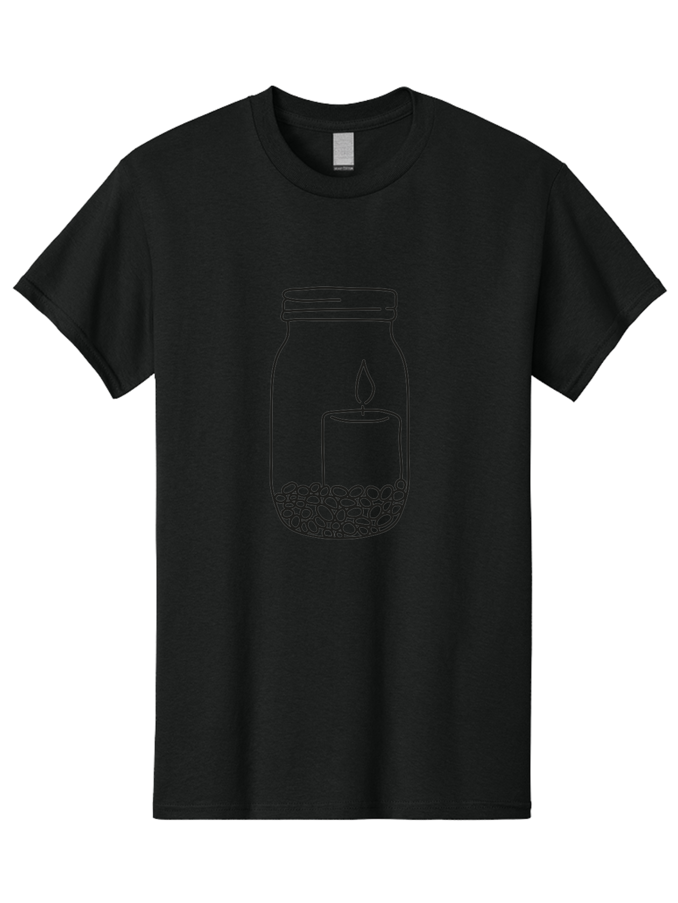 Candle-Jar Men'S Graphic Tee, 100% Cotton, Comfortable Casual Summer Wear, Machine Washable, Candle In A Jar, Lit Candle, Centerpiece, Stones At The Bottom, Relaxation, Meditation, Calming Ambiance, Peaceful Home Decor Aac200