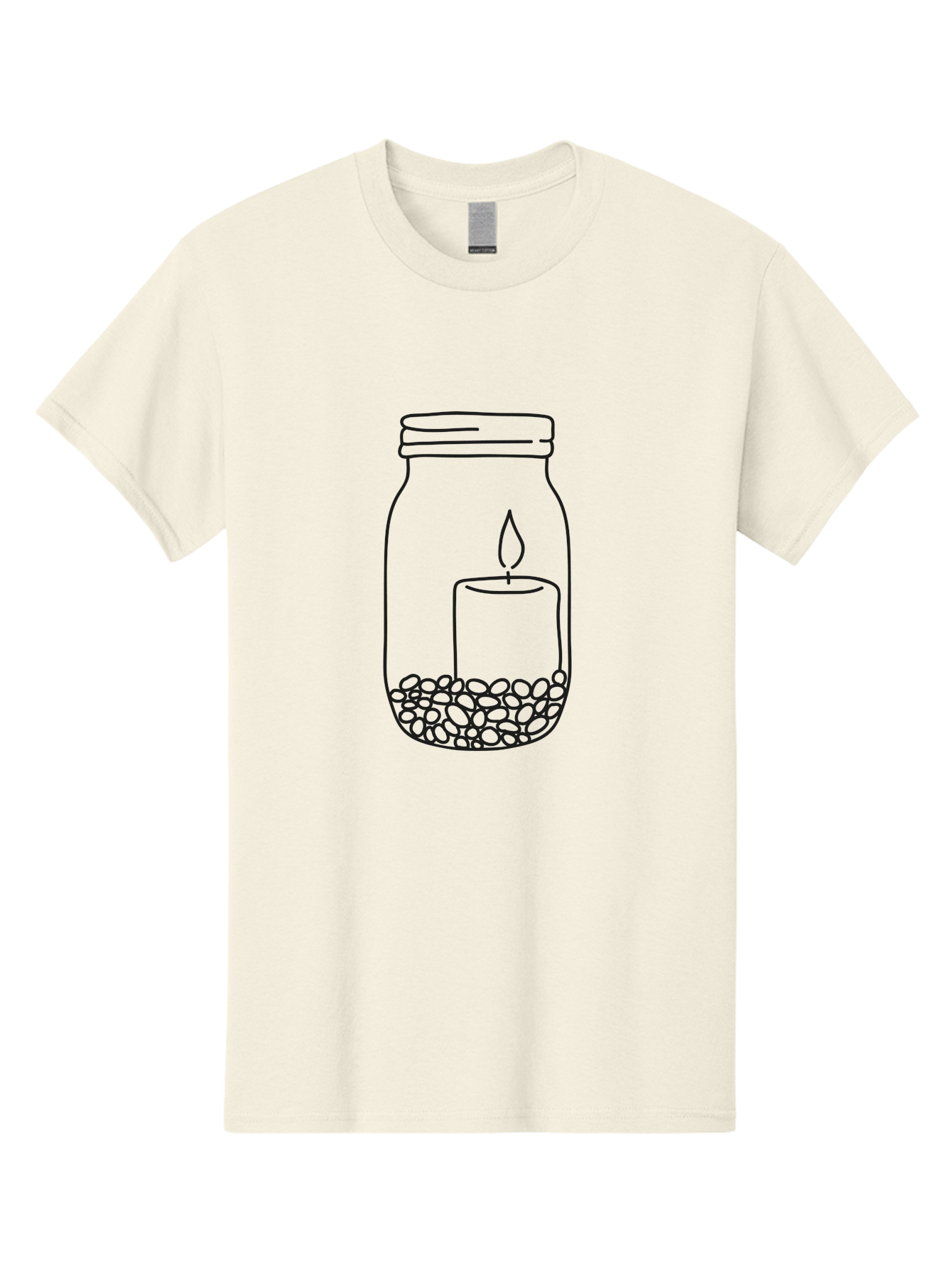 Candle-Jar Men'S Graphic Tee, 100% Cotton, Comfortable Casual Summer Wear, Machine Washable, Candle In A Jar, Lit Candle, Centerpiece, Stones At The Bottom, Relaxation, Meditation, Calming Ambiance, Peaceful Home Decor Aac200