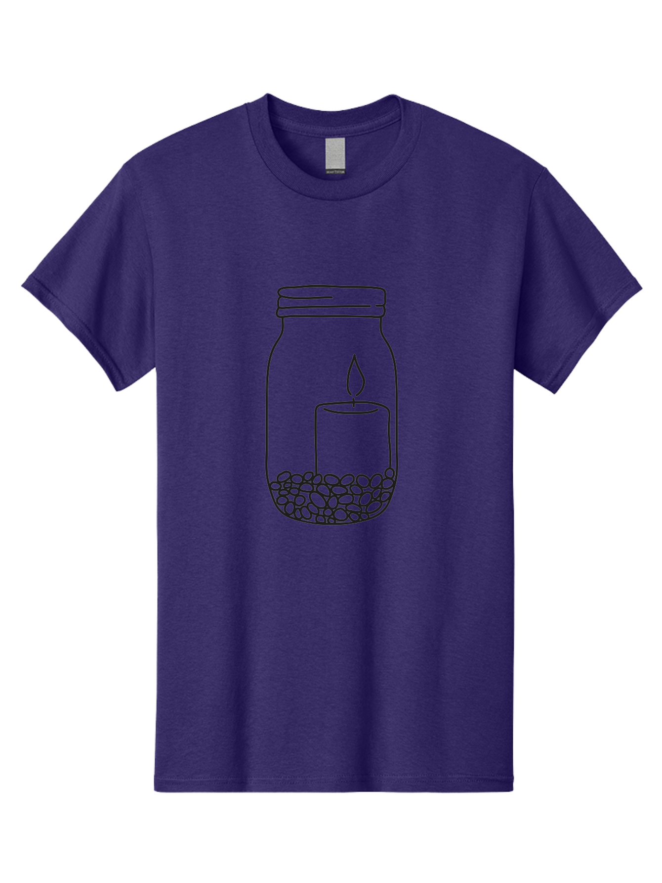 Candle-Jar Men'S Graphic Tee, 100% Cotton, Comfortable Casual Summer Wear, Machine Washable, Candle In A Jar, Lit Candle, Centerpiece, Stones At The Bottom, Relaxation, Meditation, Calming Ambiance, Peaceful Home Decor Aac200