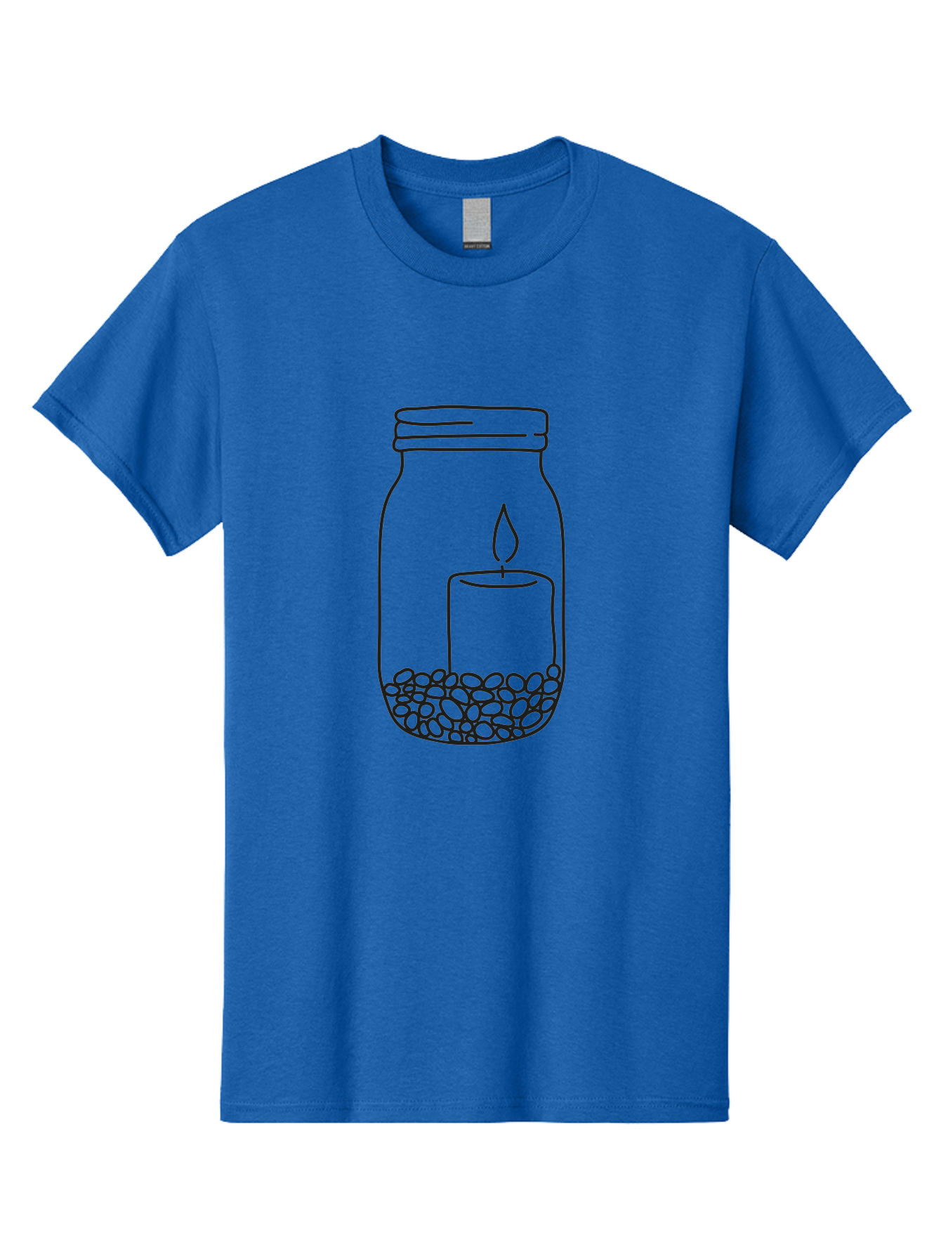 Candle-Jar Men'S Graphic Tee, 100% Cotton, Comfortable Casual Summer Wear, Machine Washable, Candle In A Jar, Lit Candle, Centerpiece, Stones At The Bottom, Relaxation, Meditation, Calming Ambiance, Peaceful Home Decor Aac200