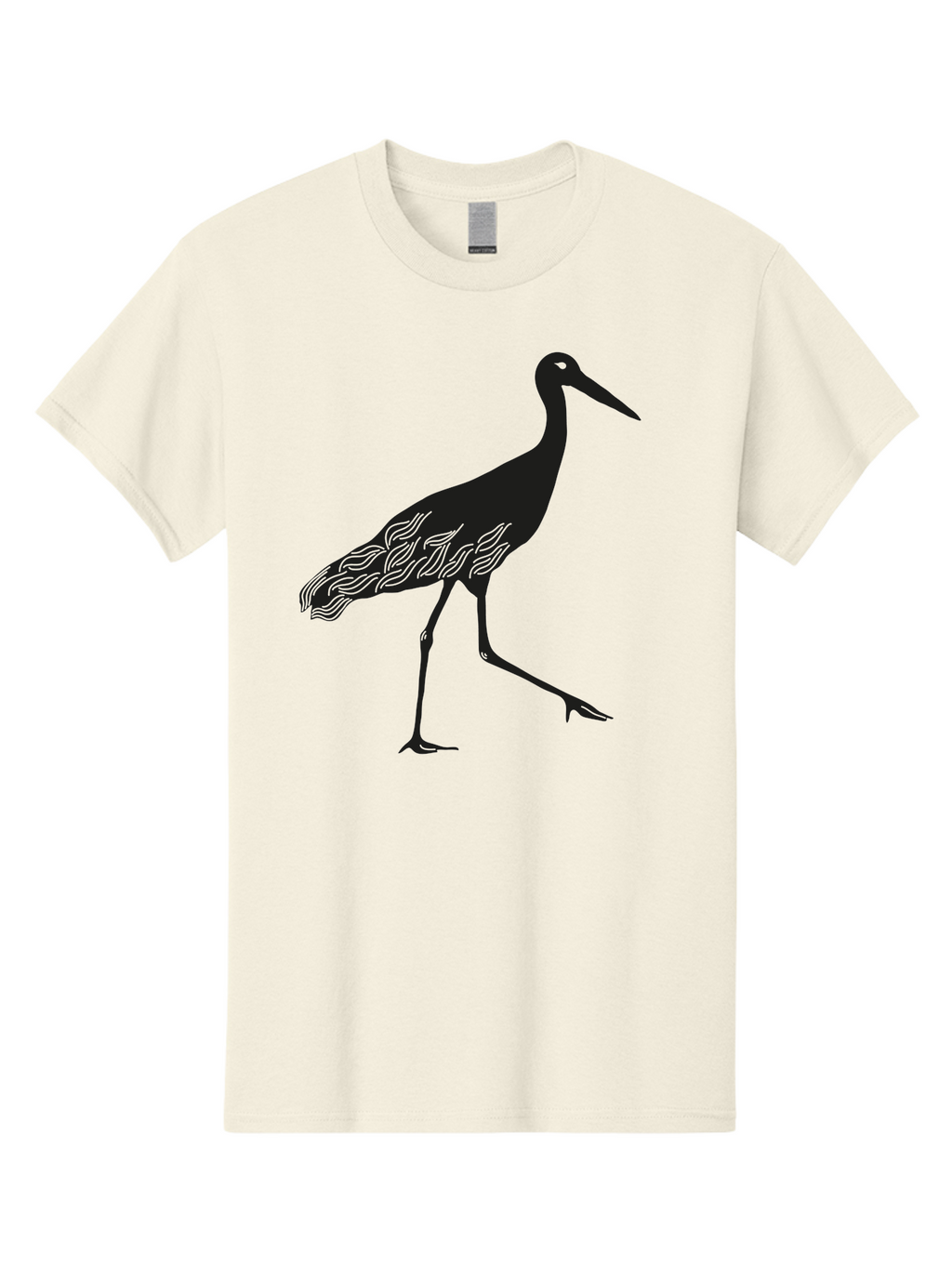 Crane Men'S Graphic Tee, 100% Cotton, Comfortable Casual Summer Wear, Machine Washable, Crane Bird, Bird Silhouette, Wild Crane, Long Neck, Wavy Lines, Abstract Bird, Minimalist Design, Simple Art, Bird Illustration Aac203