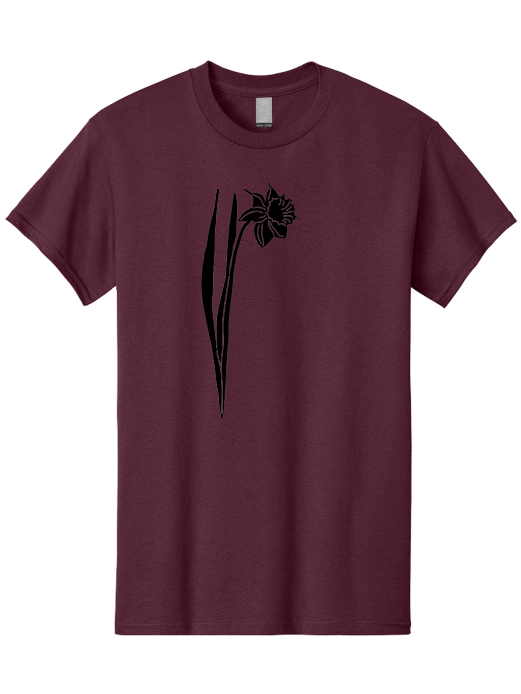 Daffodil Men'S Graphic Tee, 100% Cotton, Comfortable Casual Summer Wear, Machine Washable, Black Daffodil, Simple Silhouette, Minimalist Design, Flower Graphic, Spring Symbol, Botanical Illustration, Elegant Lines, Floral Motif Aac204