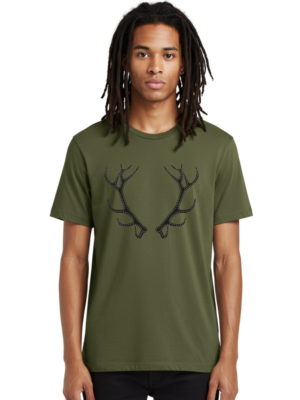 Deer-Antlers Men'S Graphic Tee, 100% Cotton, Comfortable Casual Summer Wear, Machine Washable, Deer Antlers, Dotted Design, Festive Accessories, Holiday Decorations, Party Props, Sparkly Antlers, Glowing Dots, Novelty Items Aac207