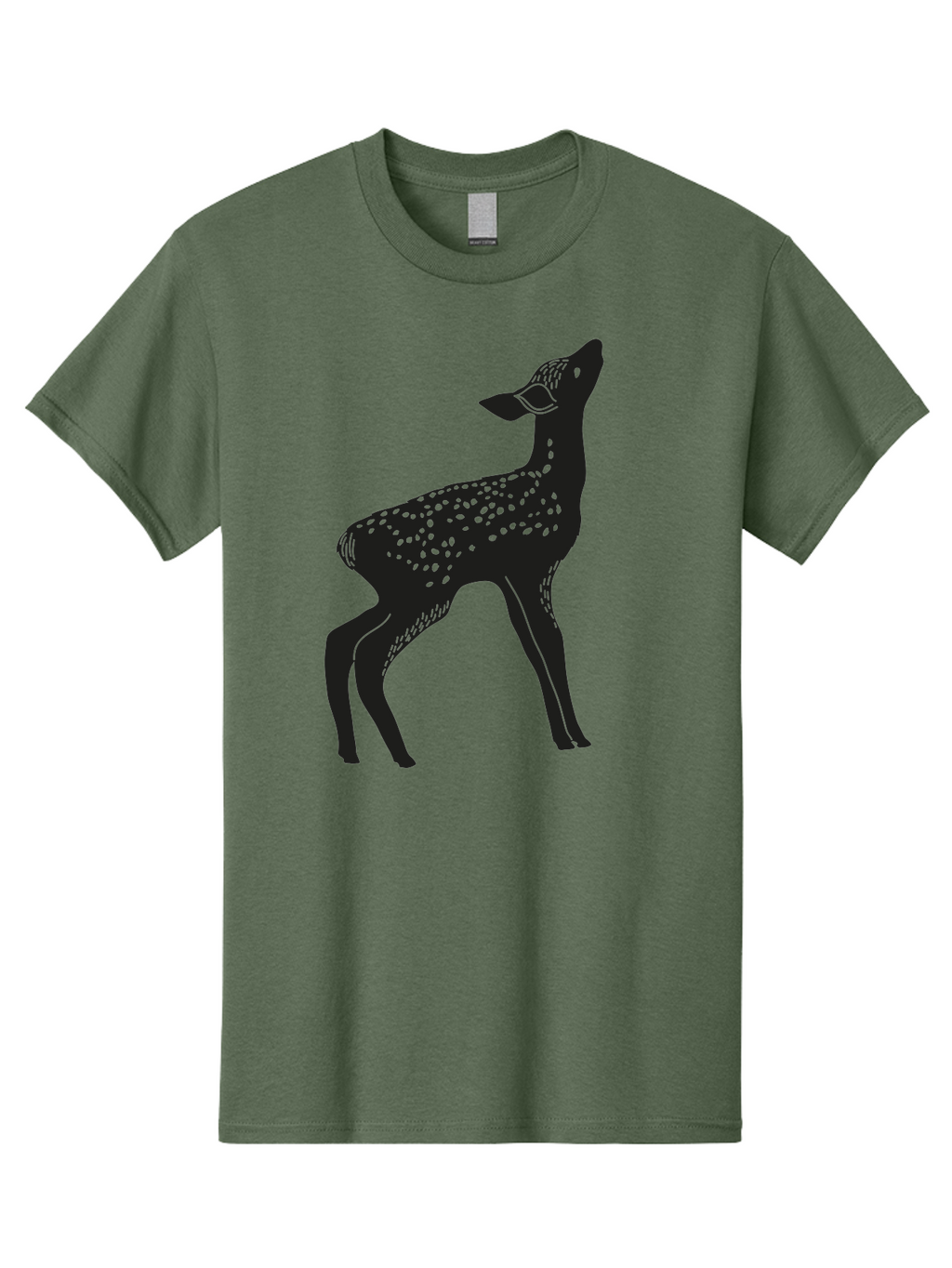 Deer-Silhouette Men'S Graphic Tee, 100% Cotton, Comfortable Casual Summer Wear, Machine Washable, Deer Silhouette, Spotted Deer, Wildlife Graphic, Minimalist Design, Simple Art, Wild Animal Illustration, Spotted Fur, Black Silhouette Aac209