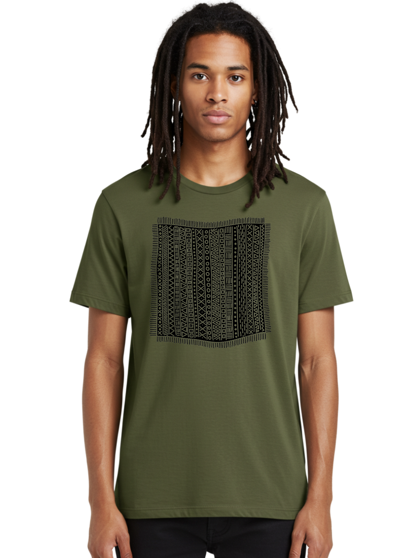 Geometric-Pattern Men'S Graphic Tee, 100% Cotton, Comfortable Casual Summer Wear, Machine Washable, Geometric Shapes, Tribal Patterns, Abstract Design, Ethnic Motifs, Traditional Textiles, Cultural Heritage, Symbolic Elements Aac214