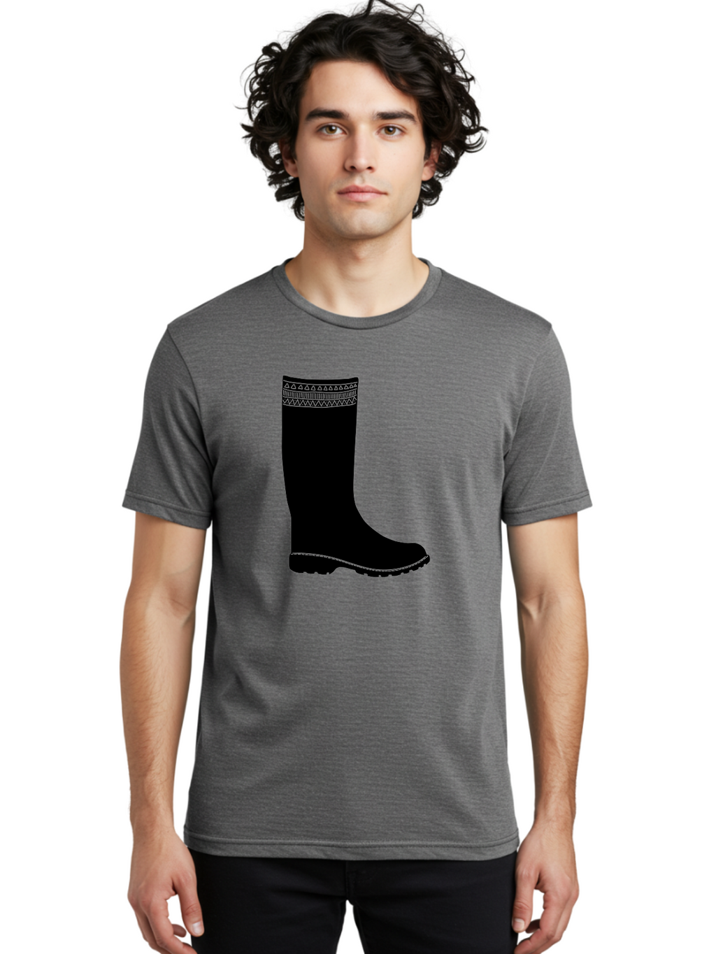 Knee-High-Boot Men'S Graphic Tee, 100% Cotton, Comfortable Casual Summer Wear, Machine Washable, Black Wellies, Knee-High Boots, Outdoor Gear, Gardening Boots, Waterproof Footwear, Rubber Boots, Country Style, Rural Fashion, Folk Design, Aac217