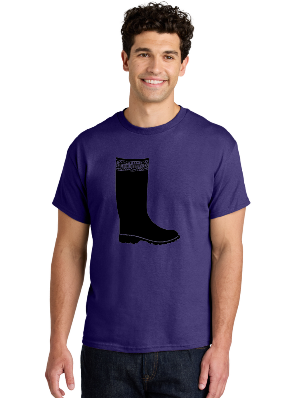 Knee-High-Boot Men'S Graphic Tee, 100% Cotton, Comfortable Casual Summer Wear, Machine Washable, Black Wellies, Knee-High Boots, Outdoor Gear, Gardening Boots, Waterproof Footwear, Rubber Boots, Country Style, Rural Fashion, Folk Design, Aac217